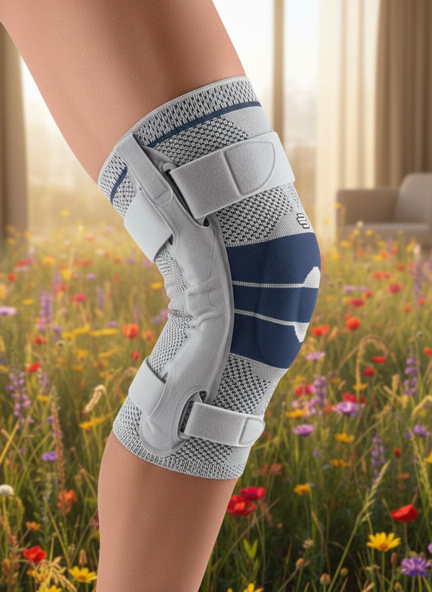 [Color] hinged knee brace with neoprene support and elastic straps for advanced knee stability — view 3