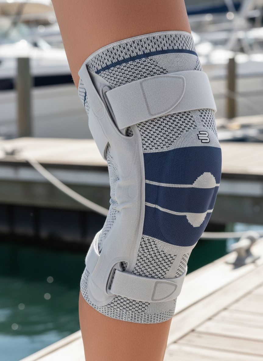 [Color] hinged knee brace with neoprene support and elastic straps for advanced knee stability — view 4