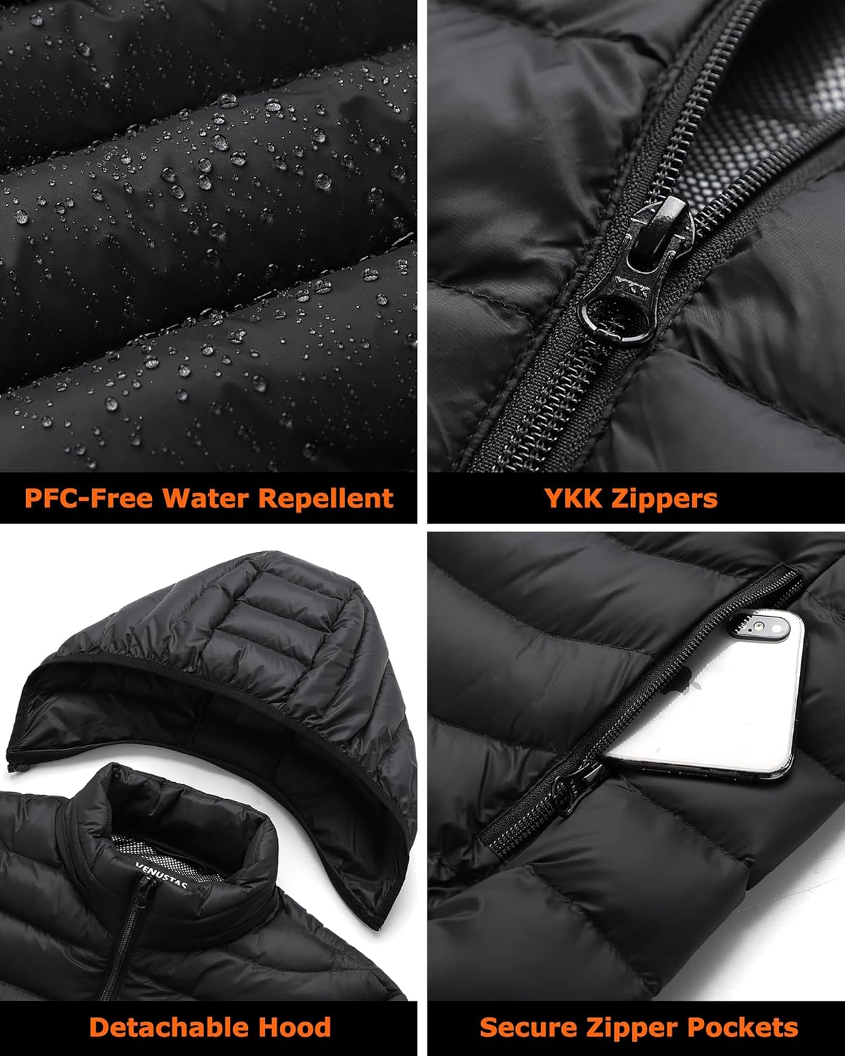 Unisex [color] heated jacket with detachable hood and visible battery pack control unit — view 4