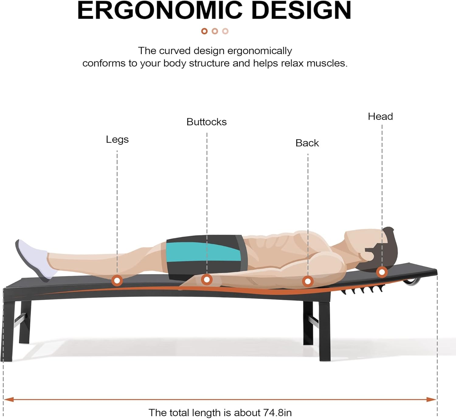 Black aluminum chaise lounge chair with five-position adjustable backrest, shown on beach or patio setting โ view 3
