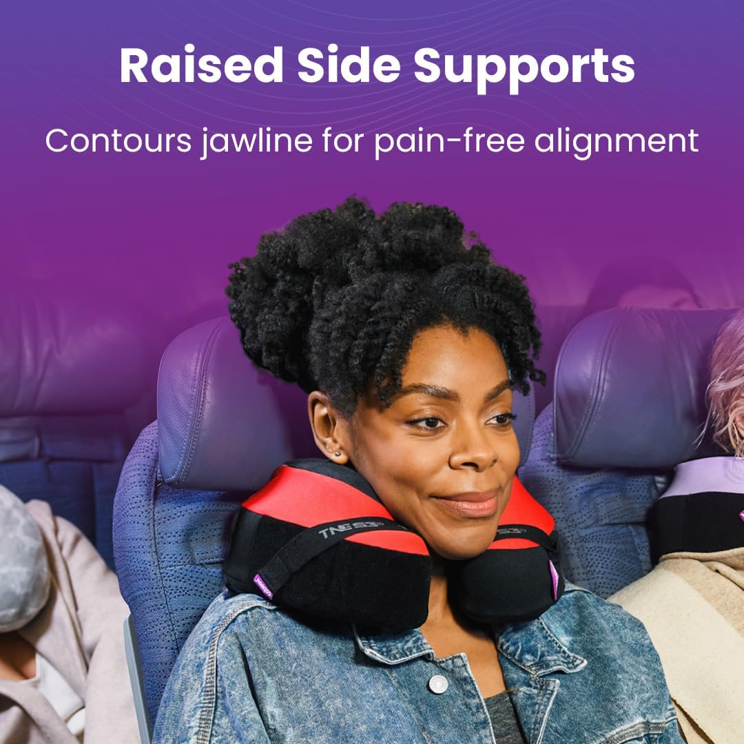 Cabeau memory foam travel neck pillow in Berlin grey with 360-degree support and attachable seat strap — view 2