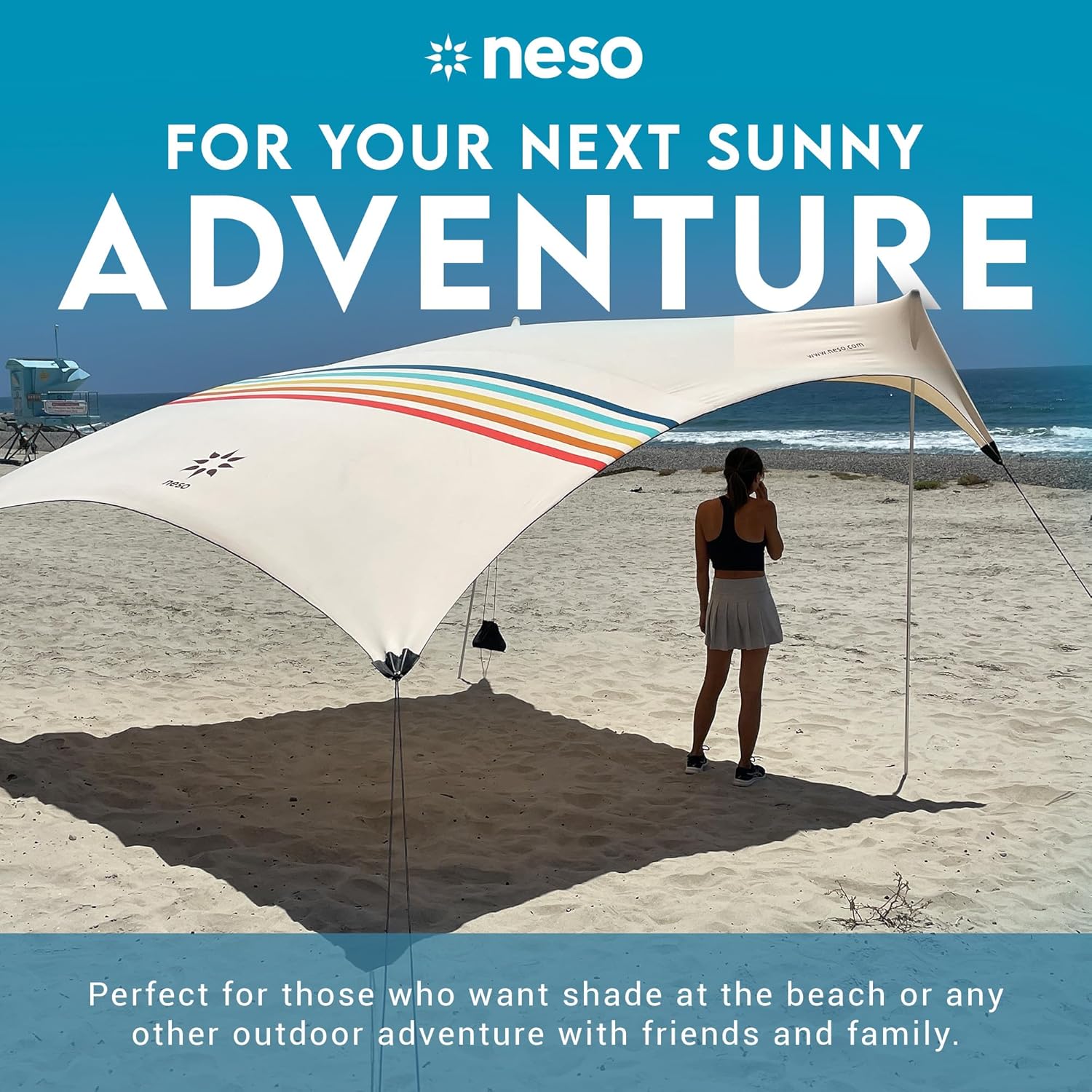 Lightweight portable beach tent in [color] with [size] dimensions, featuring UPF 50+ sun protection and reinforced corner design — view 2