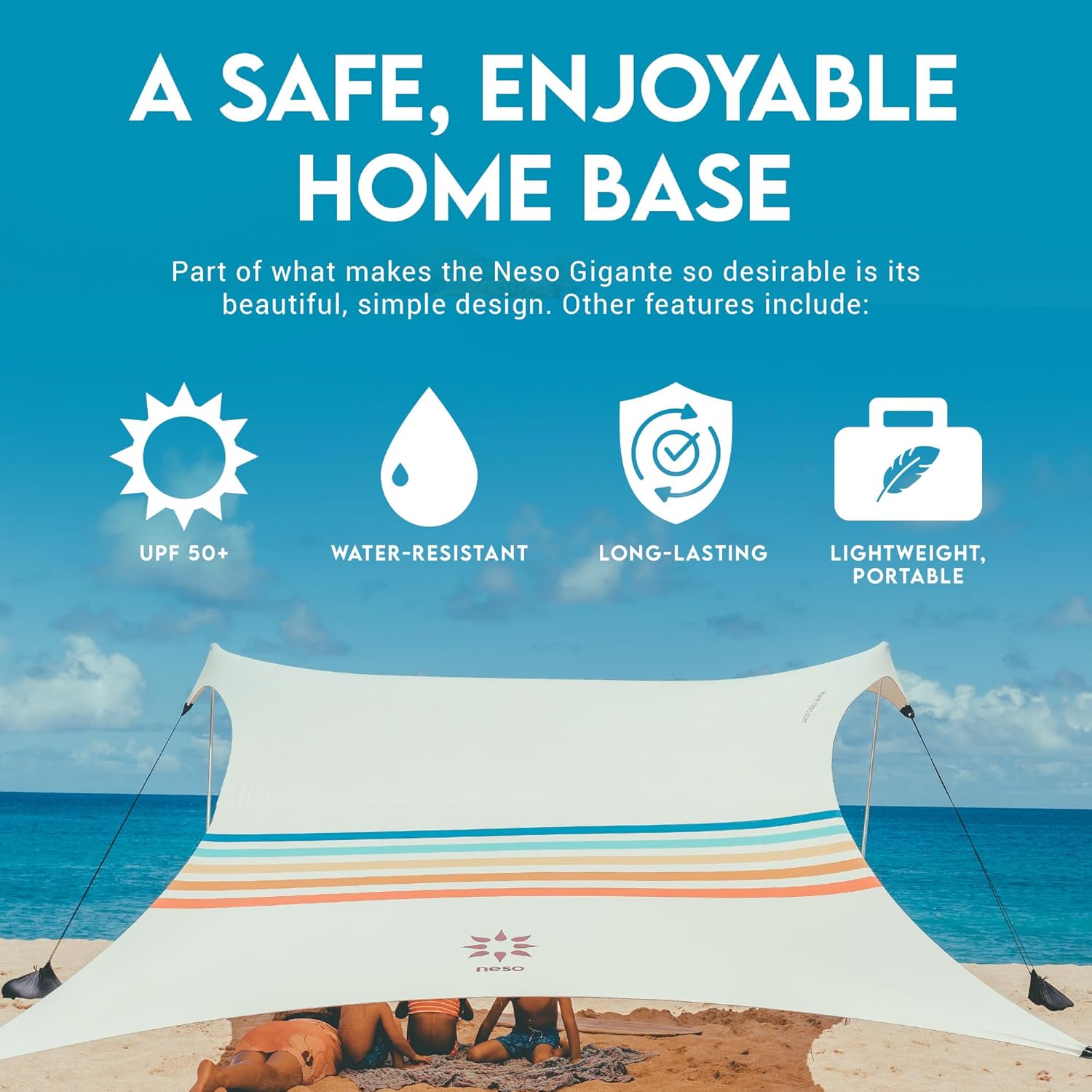 Lightweight portable beach tent in [color] with [size] dimensions, featuring UPF 50+ sun protection and reinforced corner design — view 3