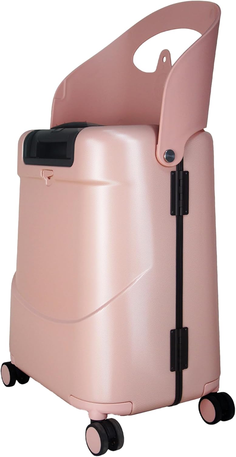 {color} hardshell ride-on carry-on suitcase with seat feature and waterproof pocket — view 2