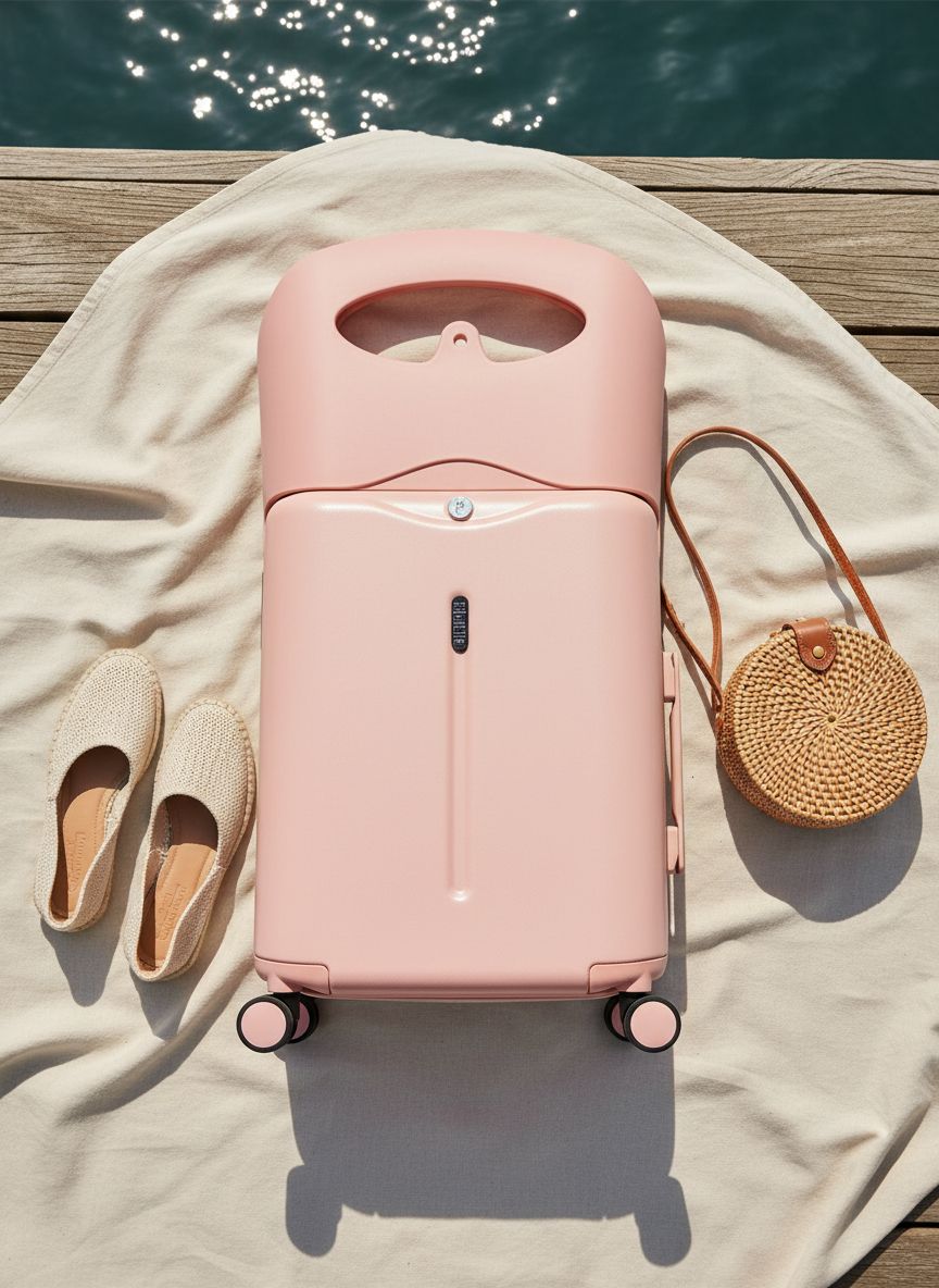 {color} hardshell ride-on carry-on suitcase with seat feature and waterproof pocket — view 7a