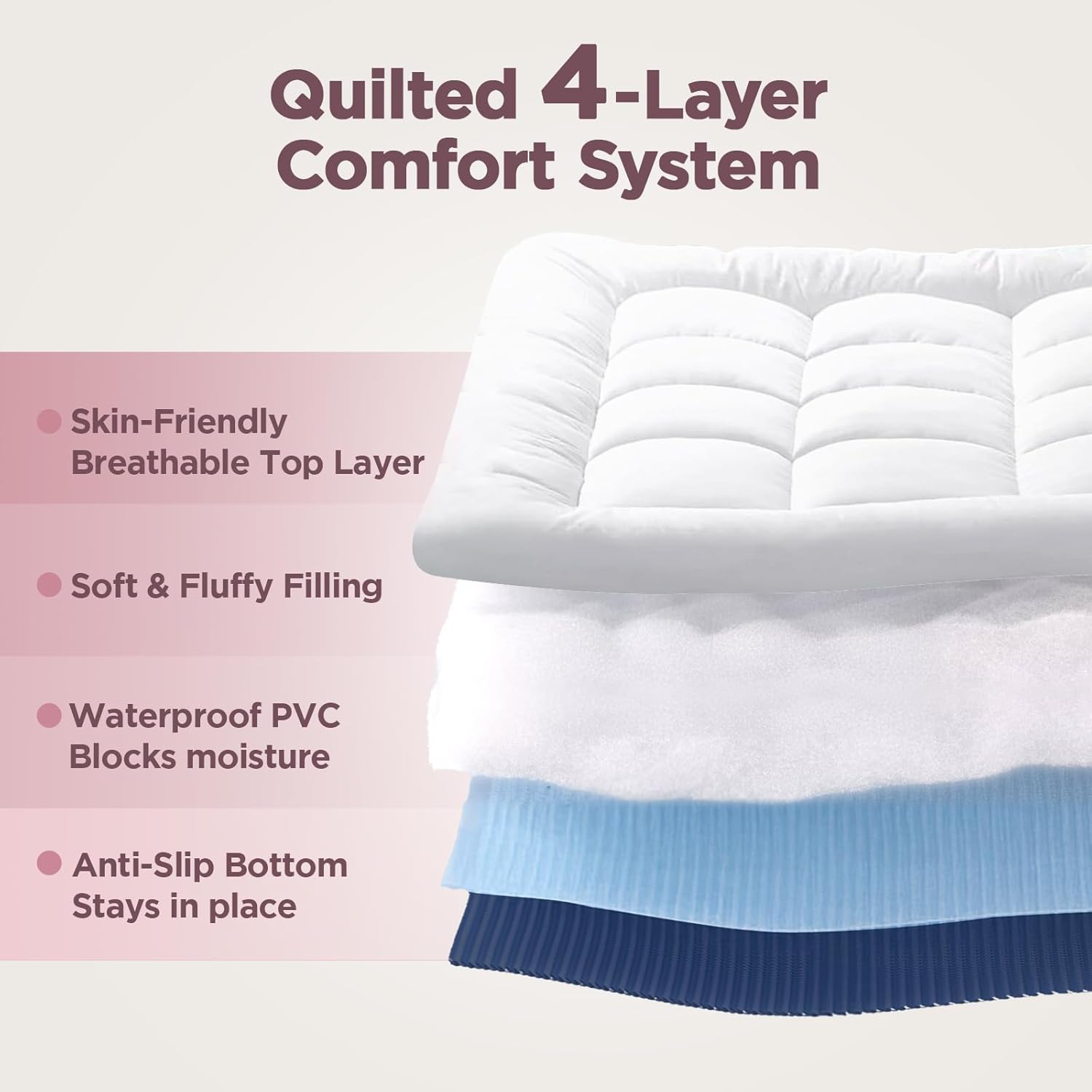 Queen-size air mattress in gray vinyl with quilted polyester topper, featuring built-in electric pump and raised edge design for camping comfort โ view 2