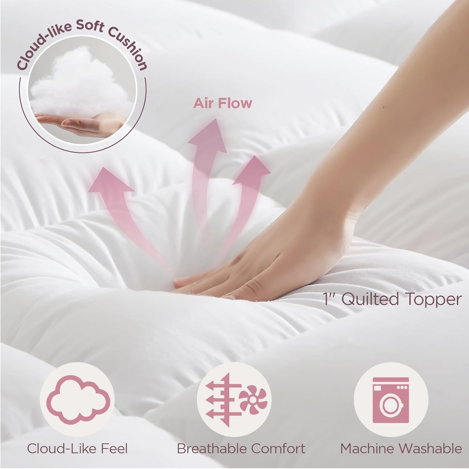 Queen-size air mattress in gray vinyl with quilted polyester topper, featuring built-in electric pump and raised edge design for camping comfort โ view 3
