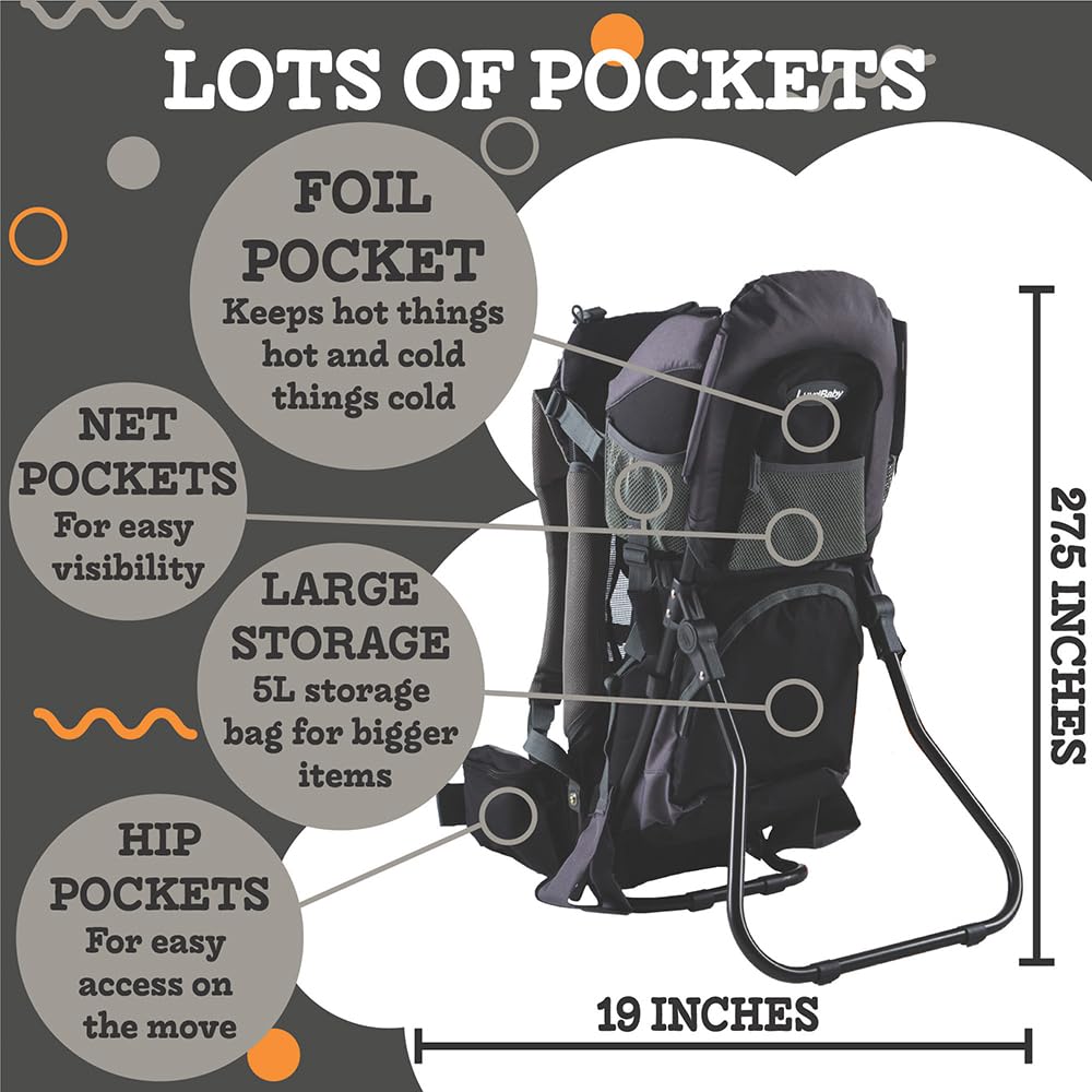 [Color] baby carrier backpack with rain hood and insulated pocket, shown from front view — view 3
