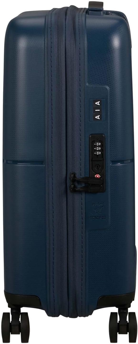 [Color] hardshell carry-on suitcase with expandable design and TSA-approved lock — detail