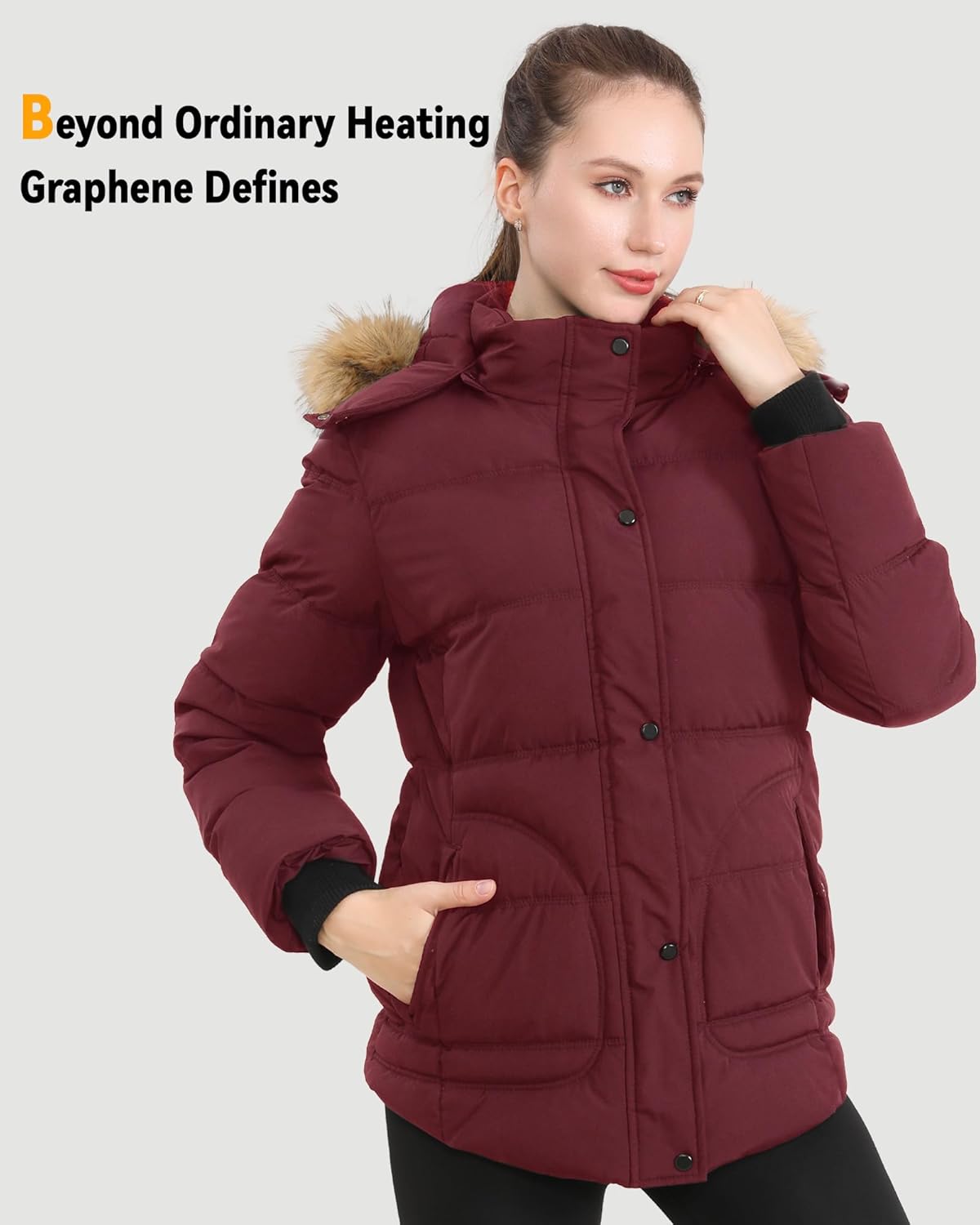 Women's [color] graphene heated jacket with waterproof exterior and fast-charge battery pack — view 2
