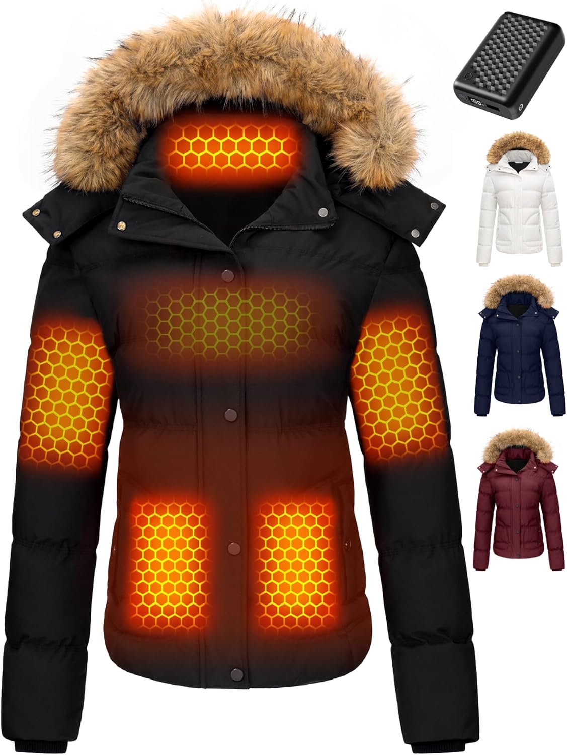 Women's [color] graphene heated jacket with waterproof exterior and fast-charge battery pack — view 5