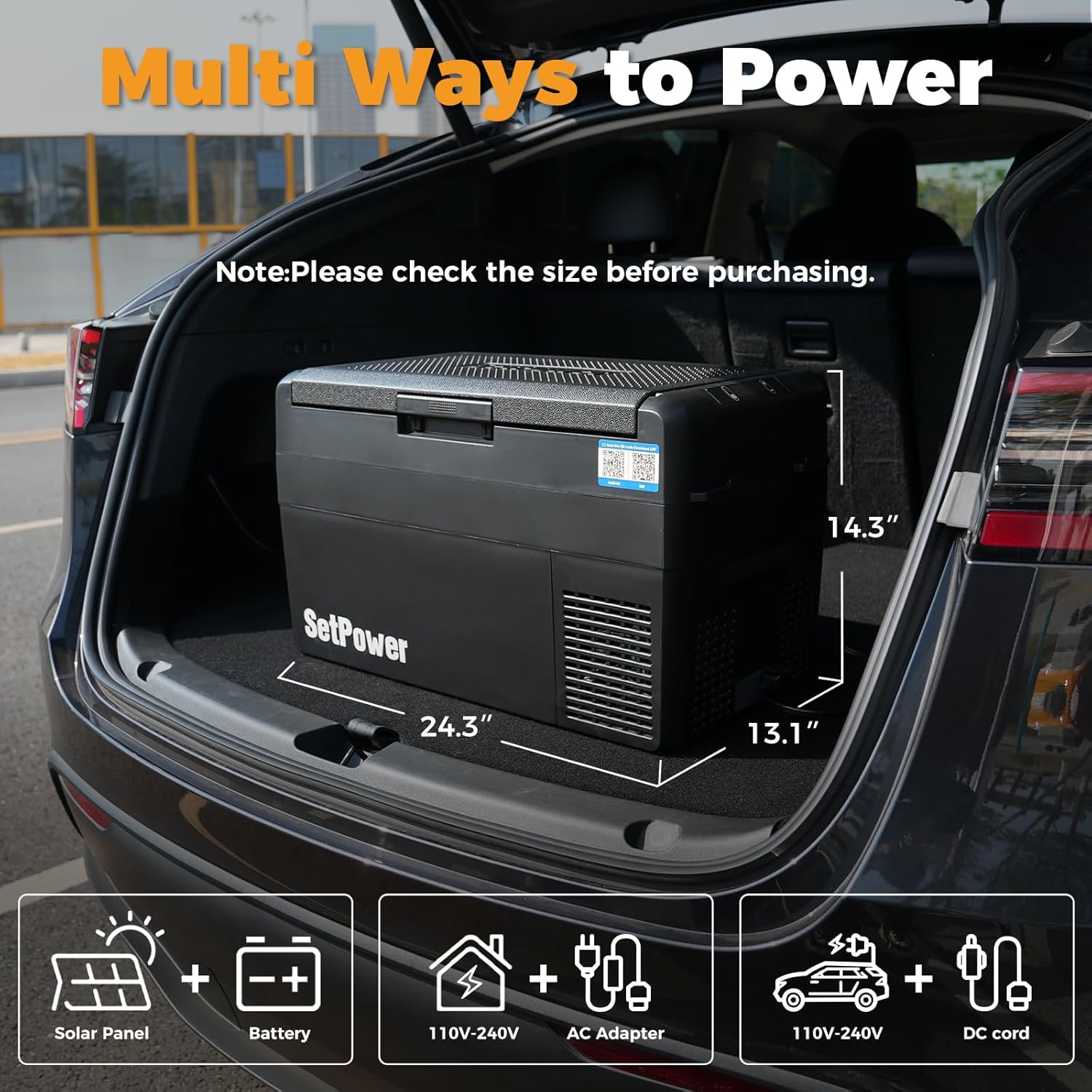 27-quart portable electric cooler in {color} with 12V DC power cord, showing insulated design for vehicle use — view 5