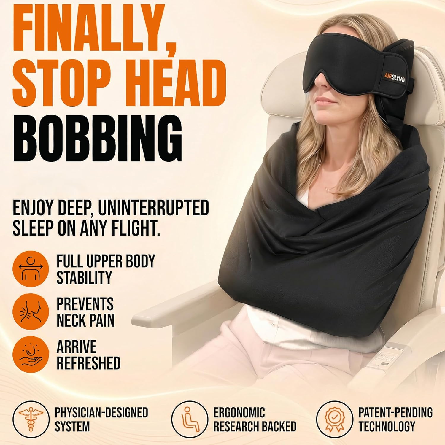[Color] 3-in-1 memory foam travel pillow system with integrated eye mask and body sling for airplane sleep — view 2