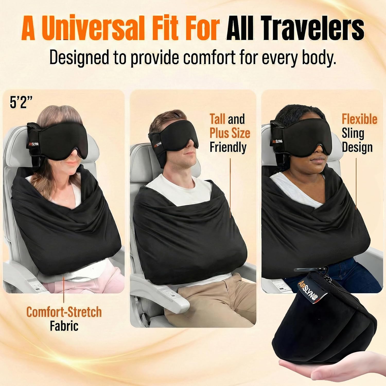[Color] 3-in-1 memory foam travel pillow system with integrated eye mask and body sling for airplane sleep — view 4