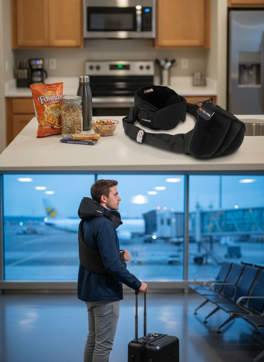 [Color] 3-in-1 memory foam travel pillow system with integrated eye mask and body sling for airplane sleep — view 2