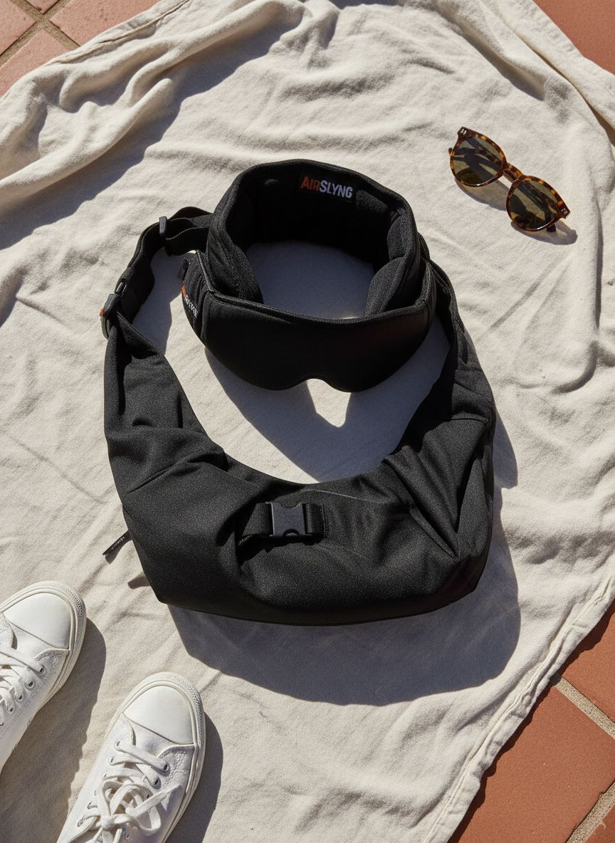 [Color] 3-in-1 memory foam travel pillow system with integrated eye mask and body sling for airplane sleep — view 7a