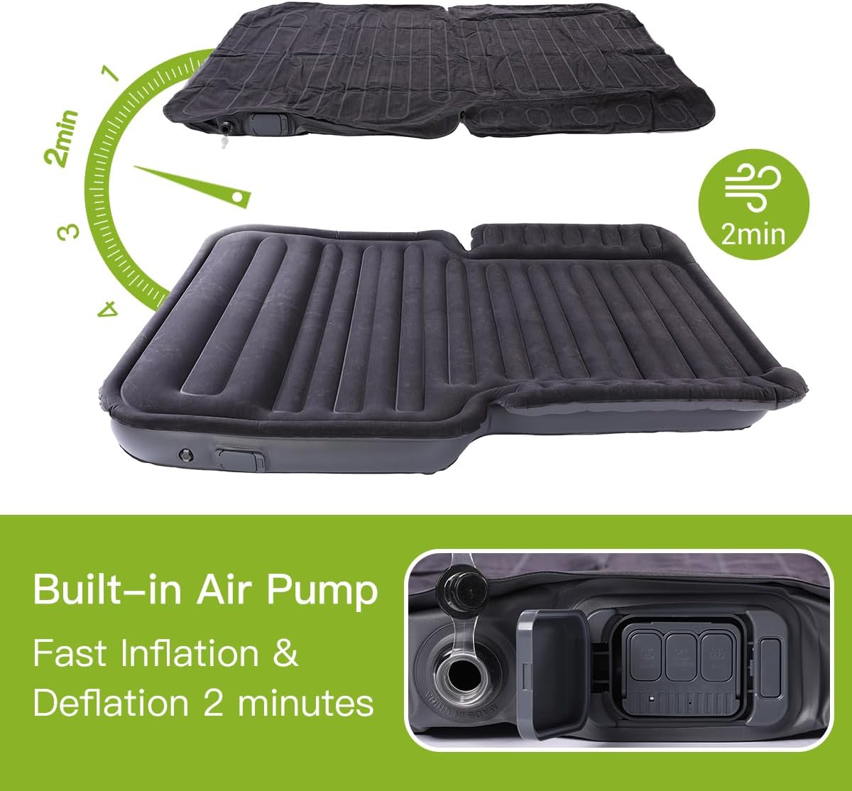 [Color] SUV air mattress with inflatable sidewalls and removable wings, featuring built-in wireless pump for [vehicle type] — view 3