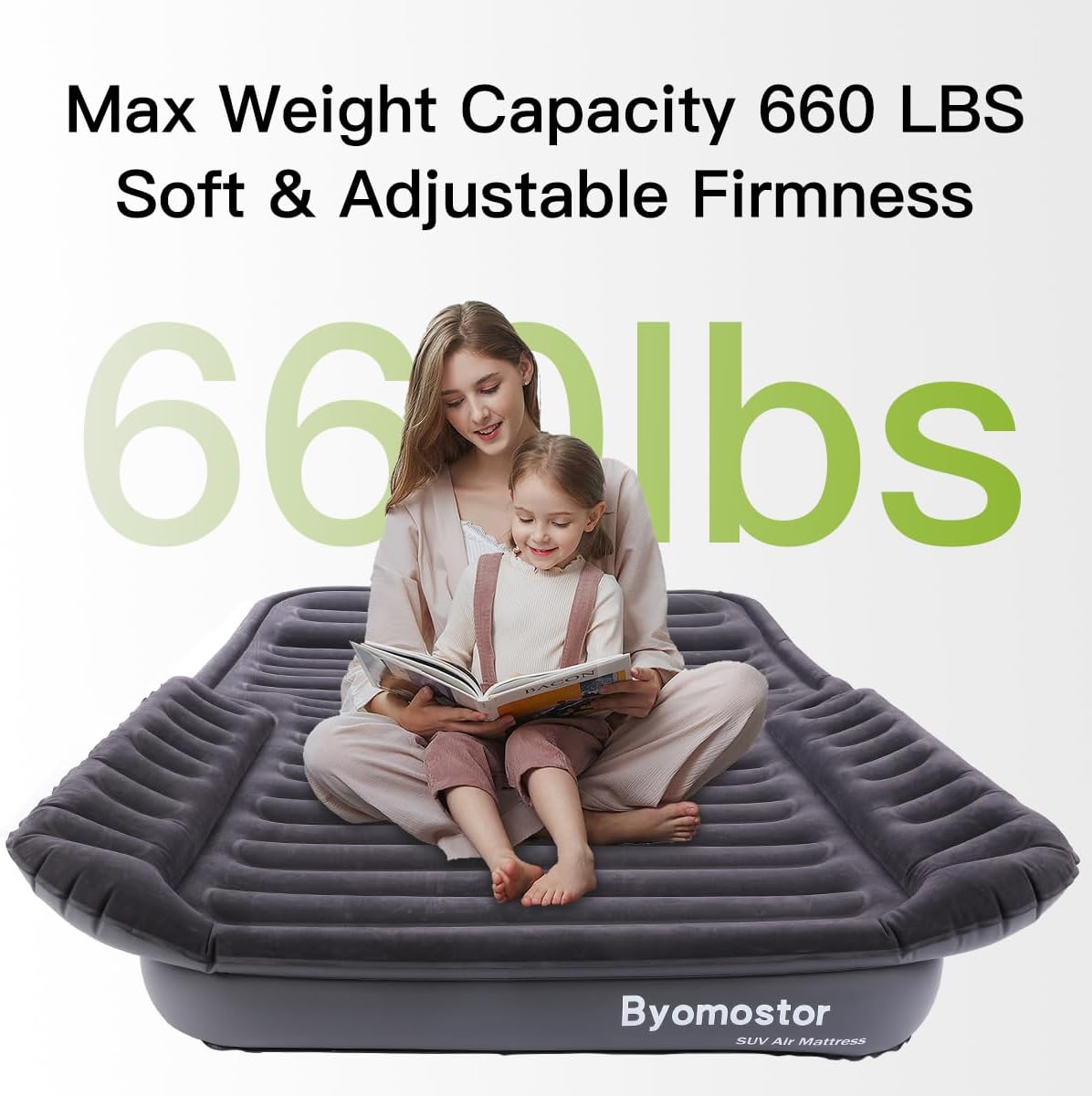 [Color] SUV air mattress with inflatable sidewalls and removable wings, featuring built-in wireless pump for [vehicle type] — view 3