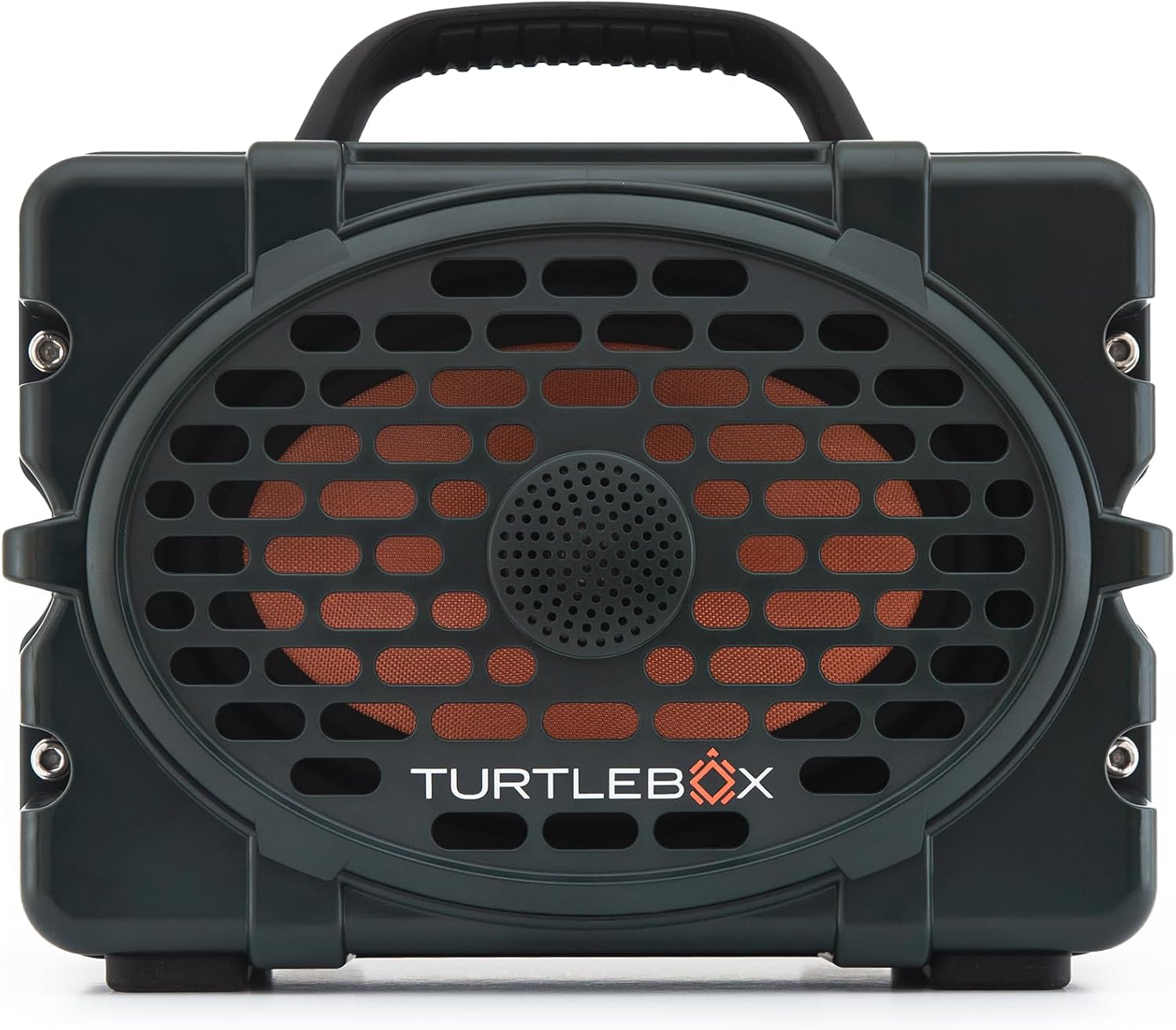 Rugged [color] waterproof Bluetooth speaker with impact-resistant polymer composite design, shown in outdoor setting — view 1
