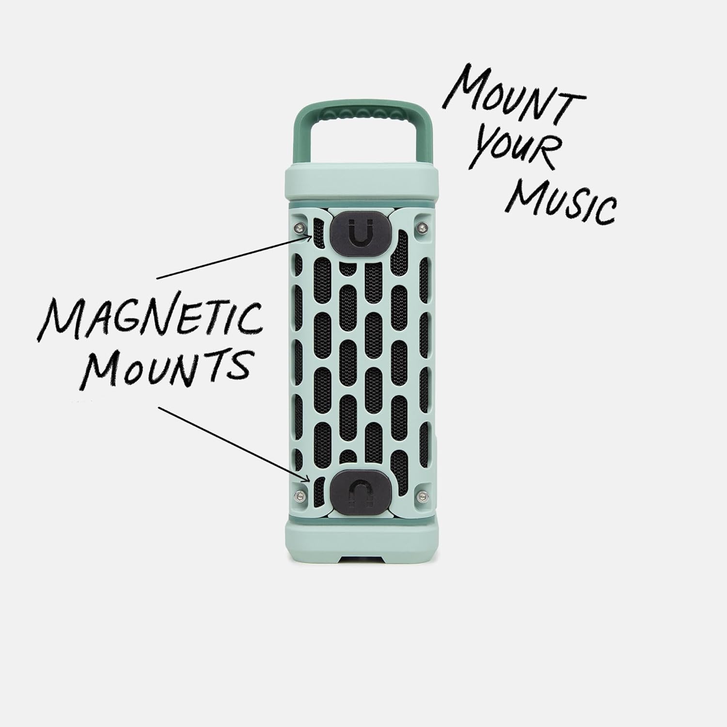 {{color}} rugged portable Bluetooth speaker with waterproof and shockproof design, shown in outdoor adventure setting โ view 4
