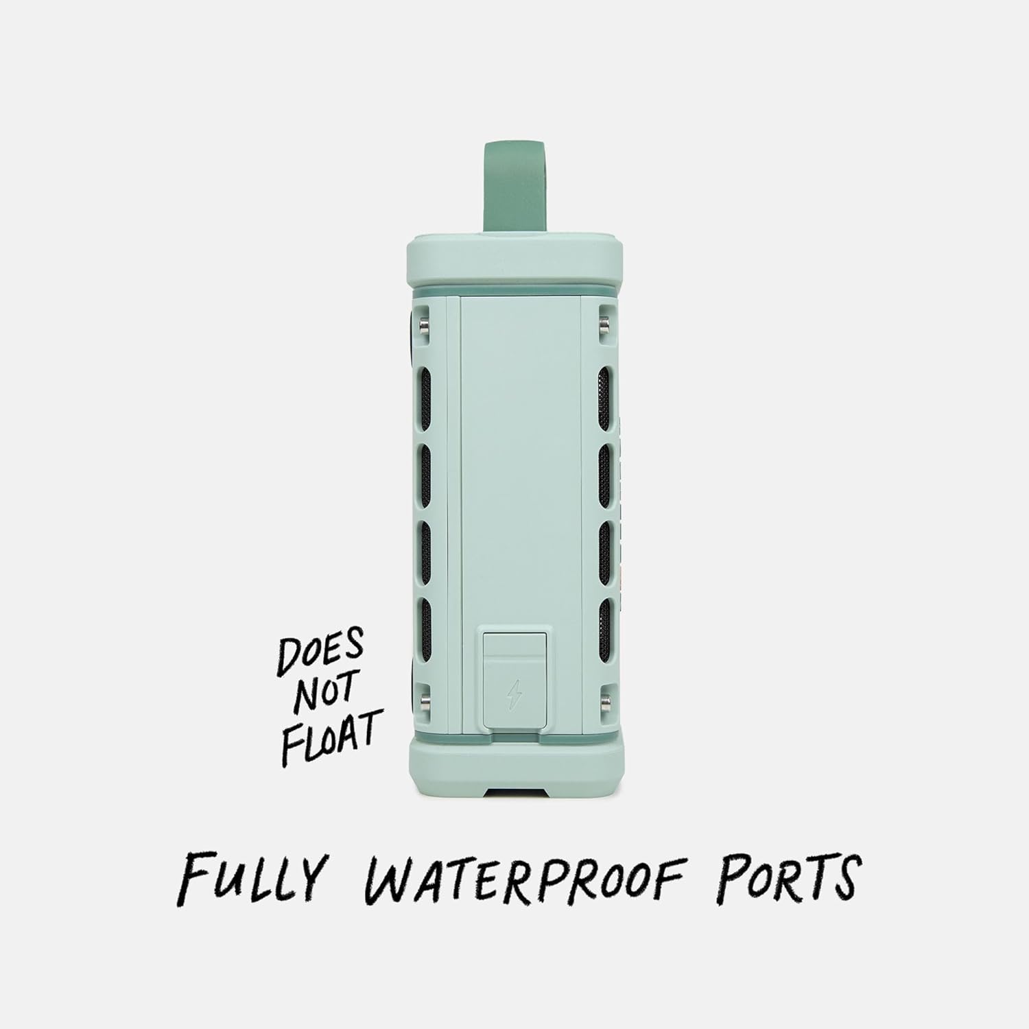{{color}} rugged portable Bluetooth speaker with waterproof and shockproof design, shown in outdoor adventure setting โ view 2