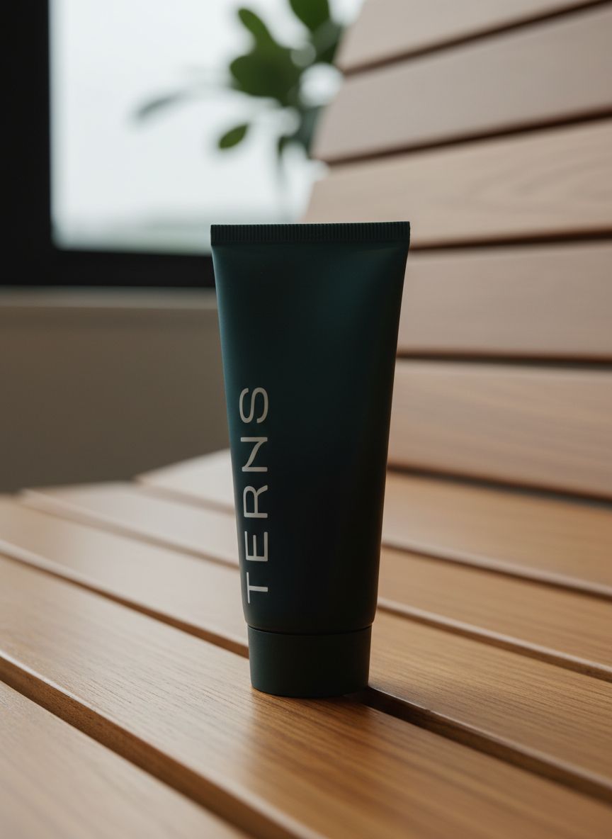 Cooling after-sun gel cream in clear travel bottle, marine bioactive formula with niacinamide and aloe for sunburn relief โ view 2