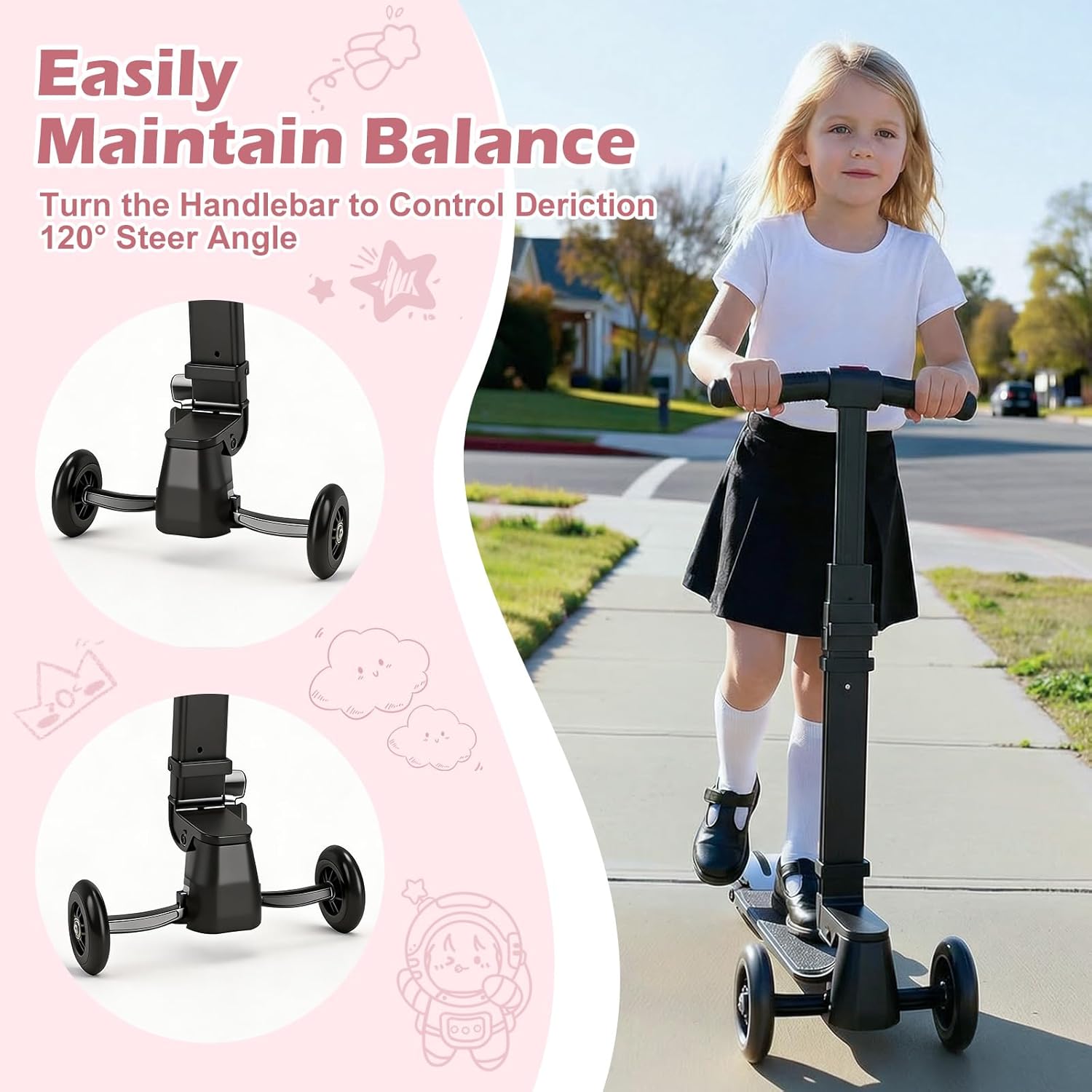 [Color] ride-on scooter luggage for kids with detachable design and foldable feature — view 3