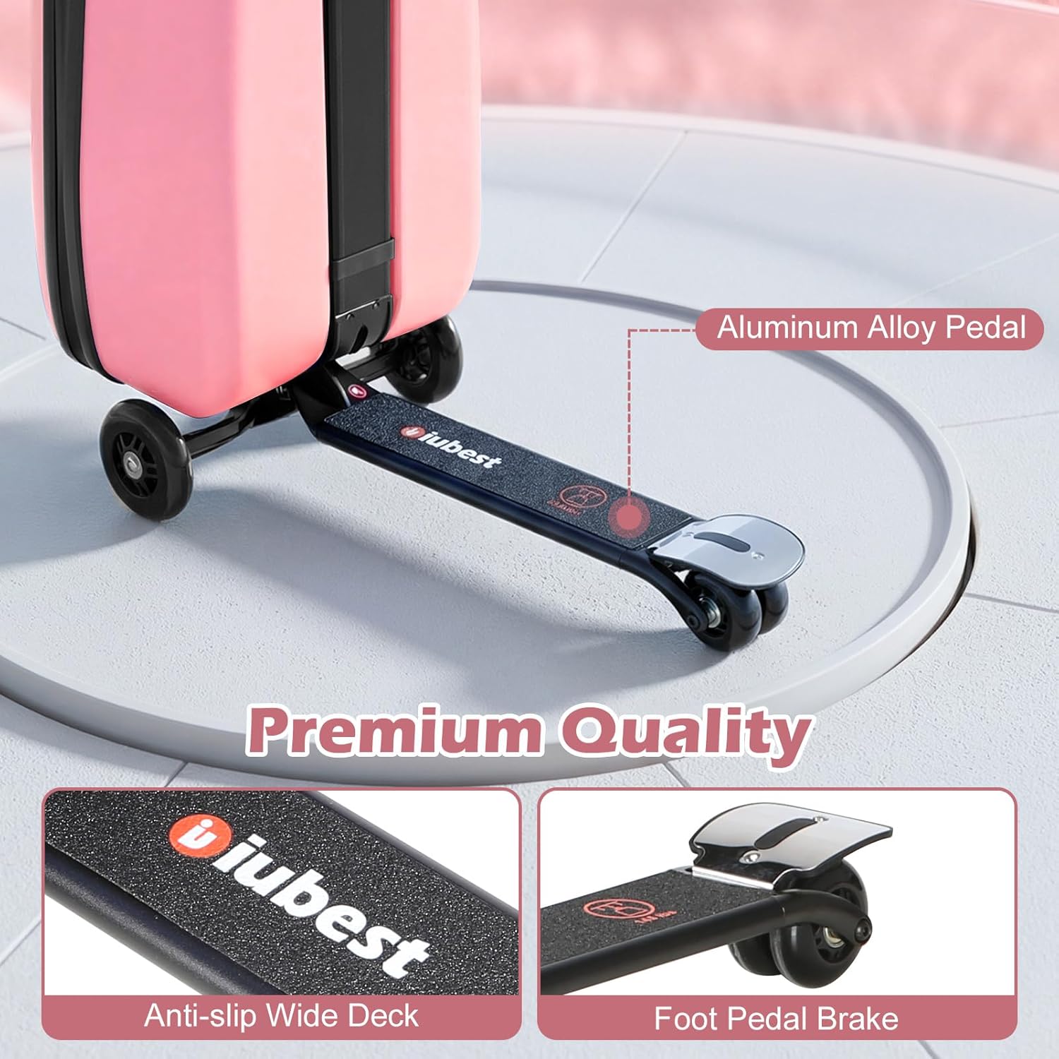 [Color] ride-on scooter luggage for kids with detachable design and foldable feature — view 4