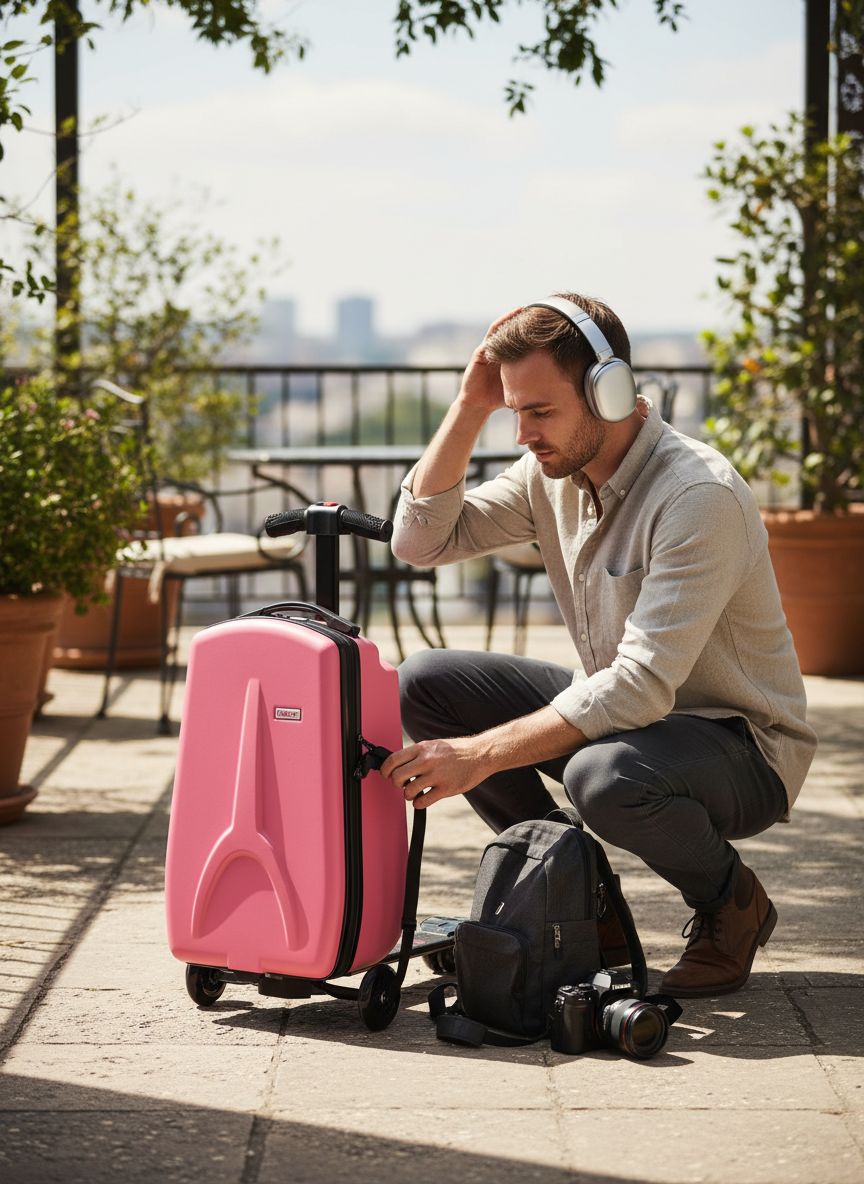 [Color] ride-on scooter luggage for kids with detachable design and foldable feature — view 6