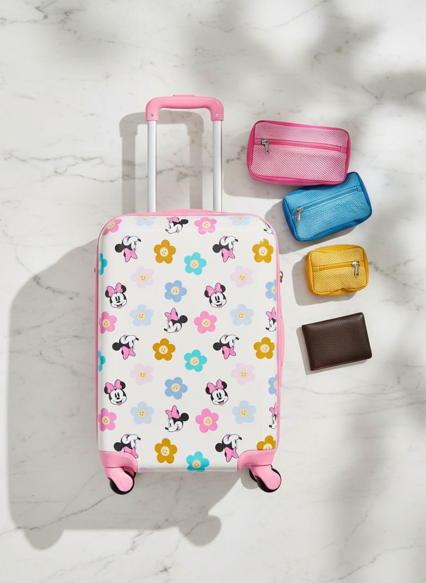 [Color] Minnie Mouse hardshell carry-on suitcase with spinner wheels and expandable storage for family travel — view 5a