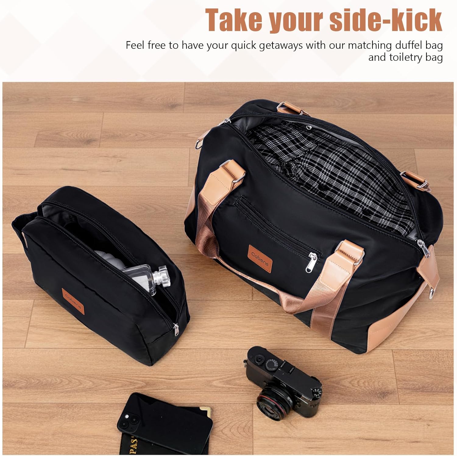 [Color] hardshell suitcase from 5-piece luggage set showing spinner wheels and TSA lock — view 3