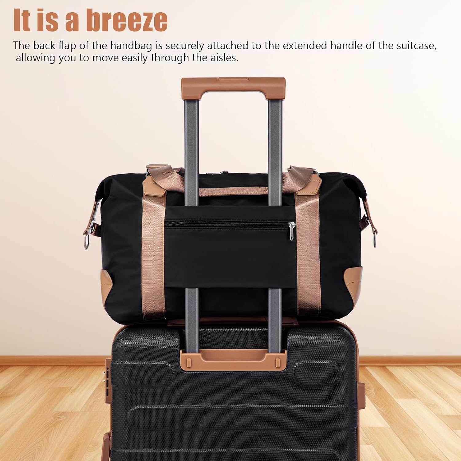 [Color] hardshell suitcase from 5-piece luggage set showing spinner wheels and TSA lock — view 4