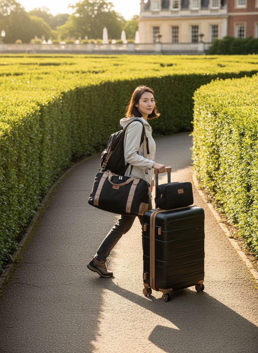 [Color] hardshell suitcase from 5-piece luggage set showing spinner wheels and TSA lock — view 3a