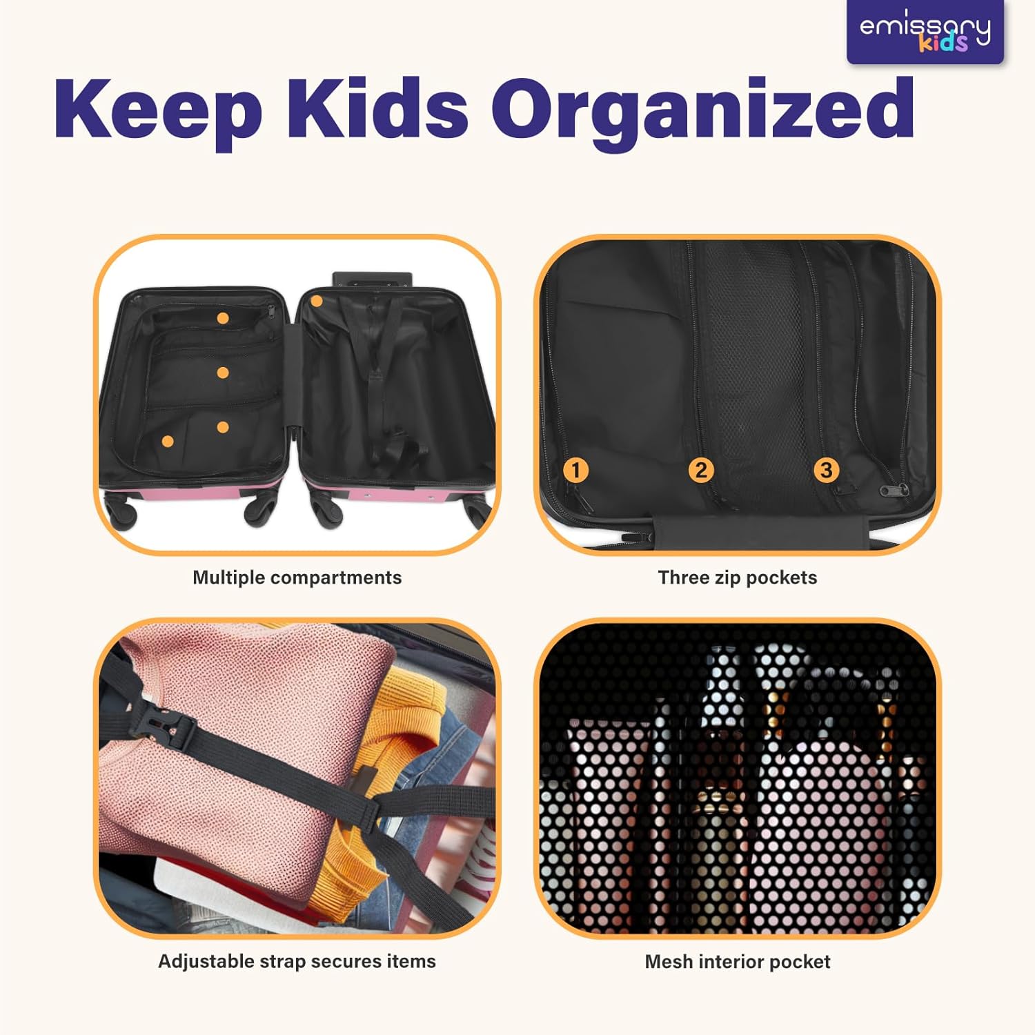 [Color] hardshell kids carry-on suitcase with spinner wheels and convertible backpack feature — view 2