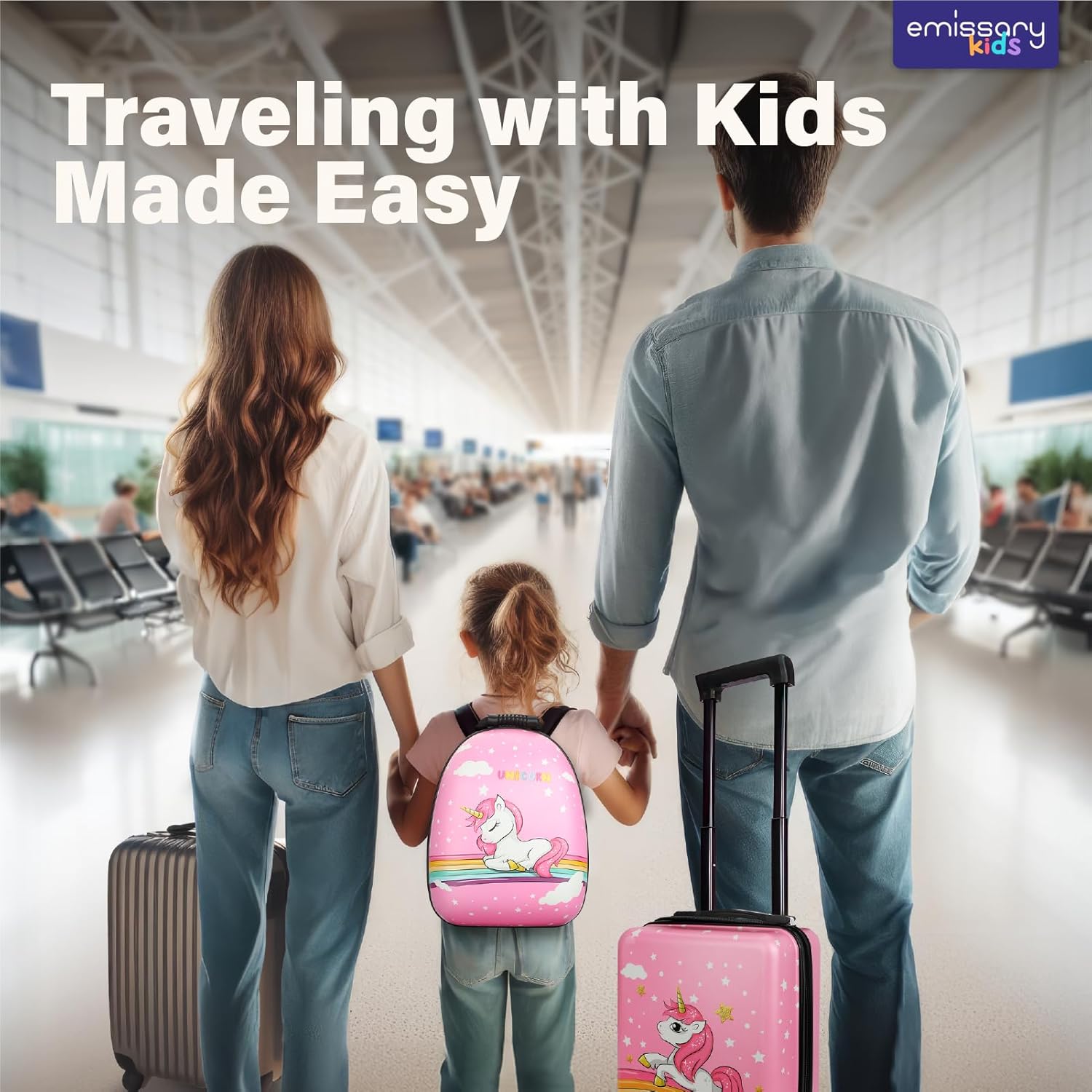 [Color] hardshell kids carry-on suitcase with spinner wheels and convertible backpack feature — view 3