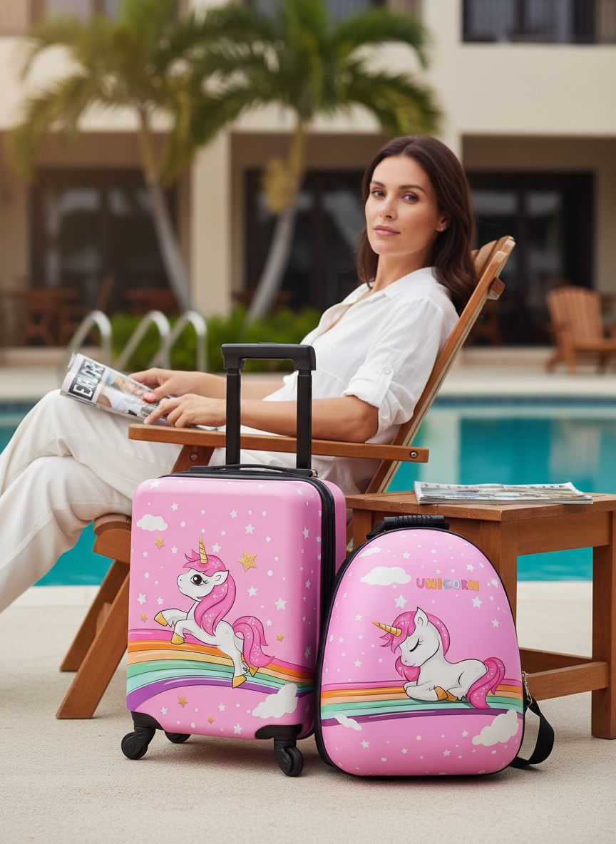 [Color] hardshell kids carry-on suitcase with spinner wheels and convertible backpack feature — view 2