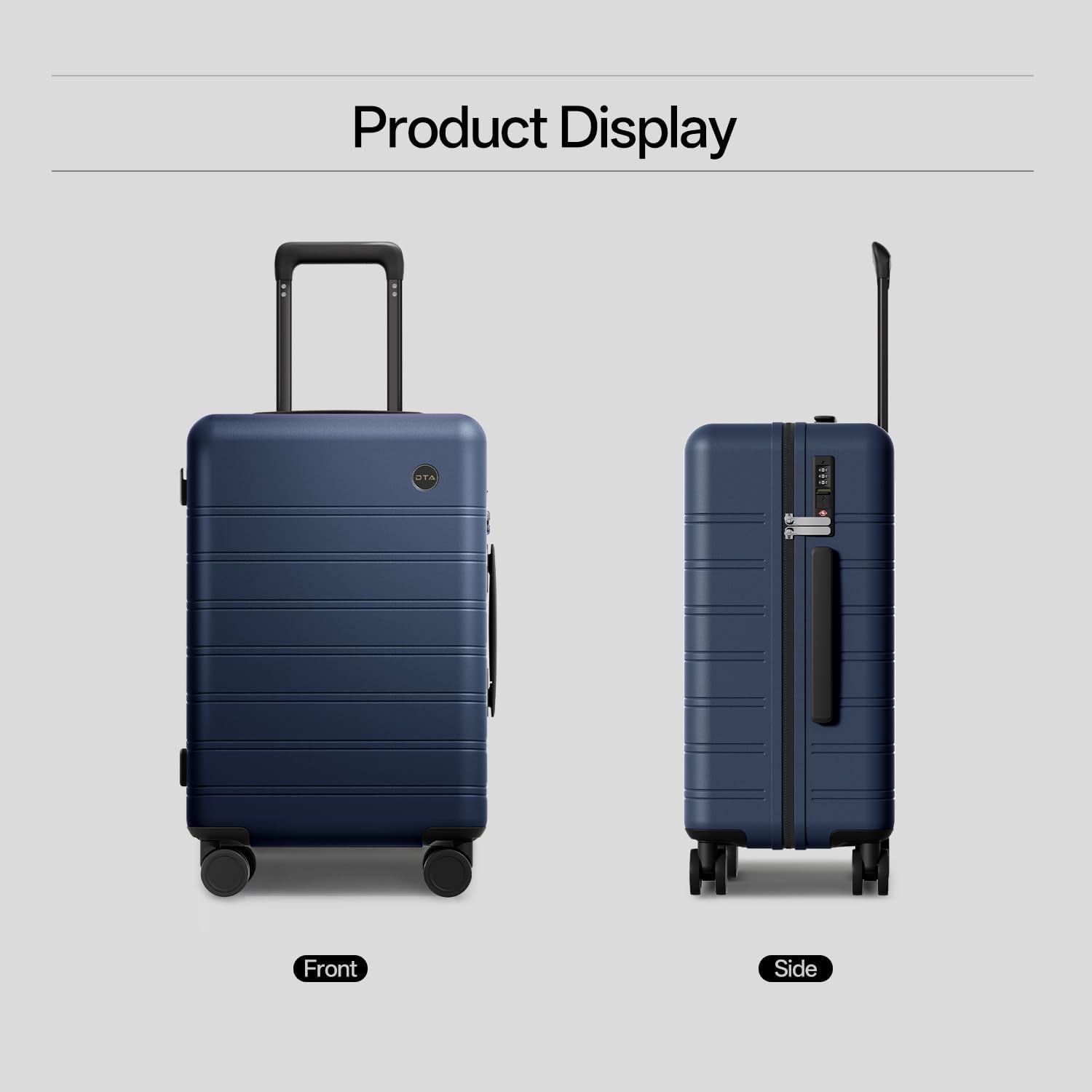 [Color] polycarbonate hardshell carry-on suitcase with 360 spinner wheels and TSA lock — view 3