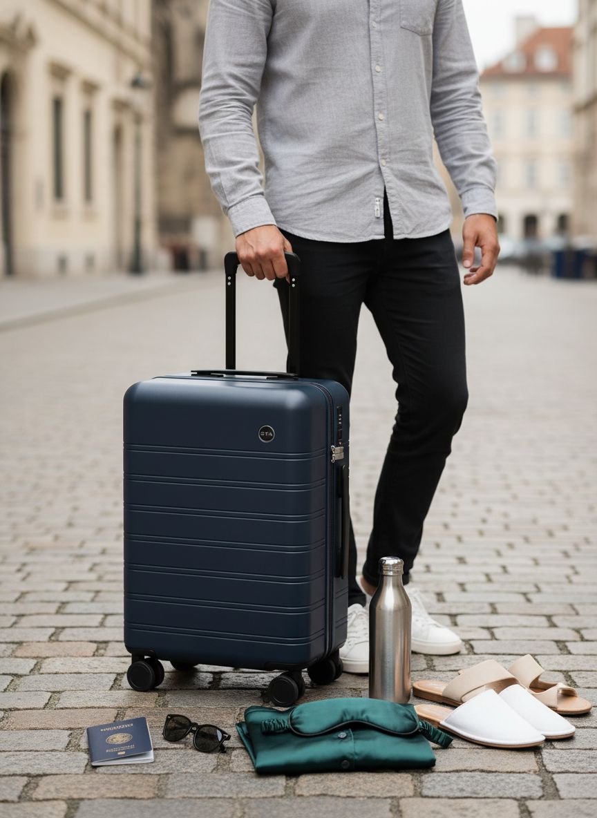 [Color] polycarbonate hardshell carry-on suitcase with 360 spinner wheels and TSA lock — view 5a