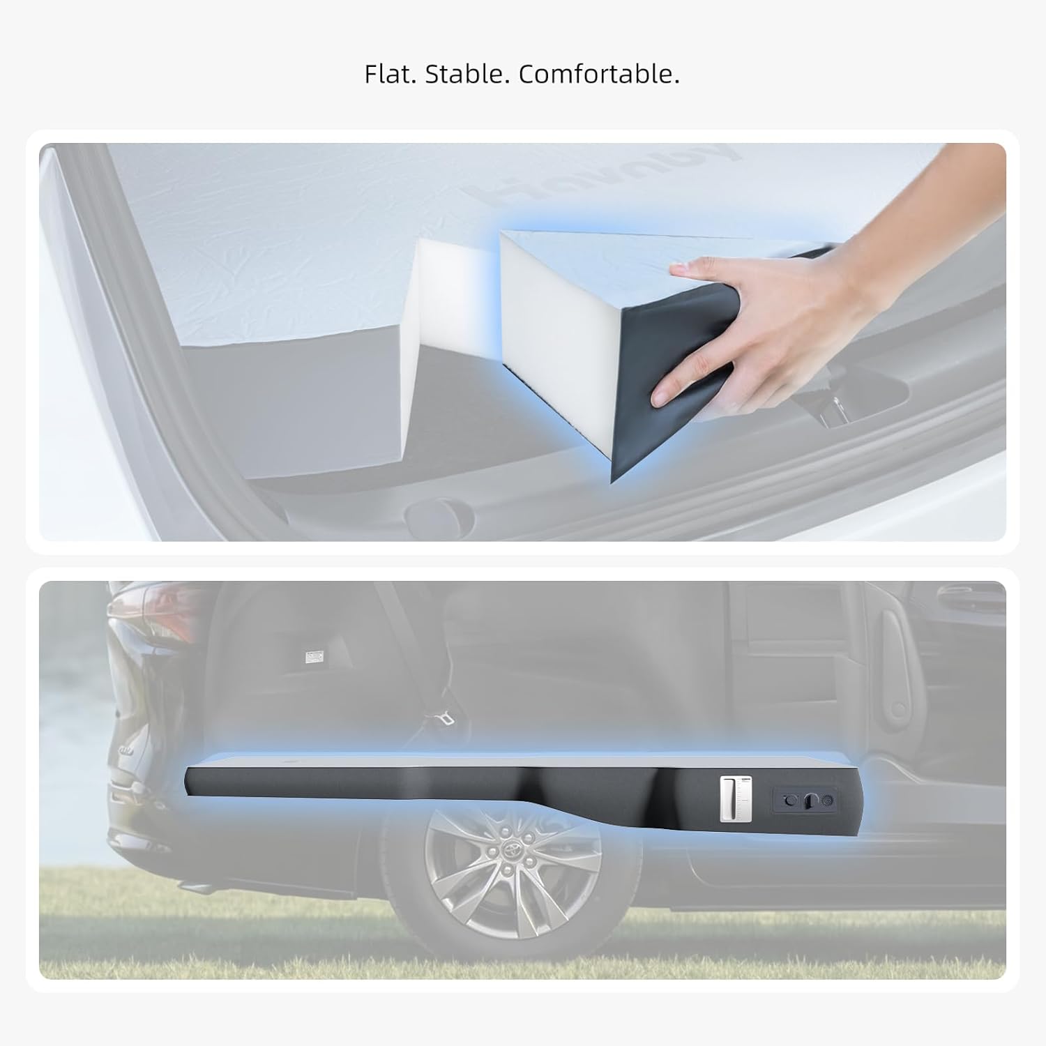 [Color] full-size inflatable car mattress with built-in pump, fitted for Toyota Sienna backseat — view 2