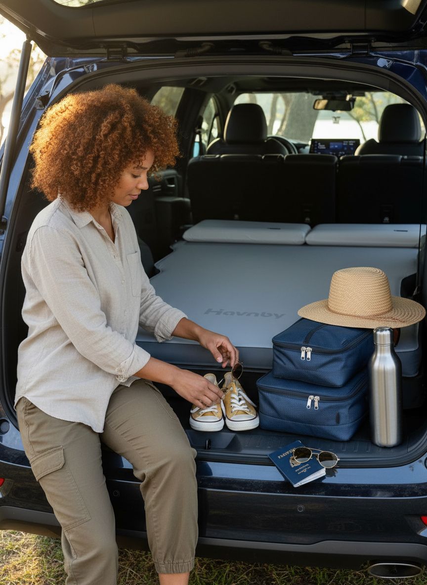 [Color] full-size inflatable car mattress with built-in pump, fitted for Toyota Sienna backseat — view 5a
