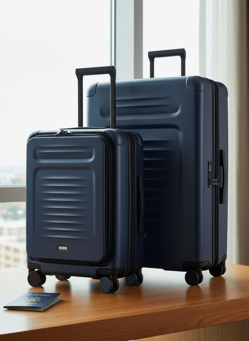 [Color] expandable hardshell carry-on suitcase with front compartment and spinner wheels, TSA-approved — view 1