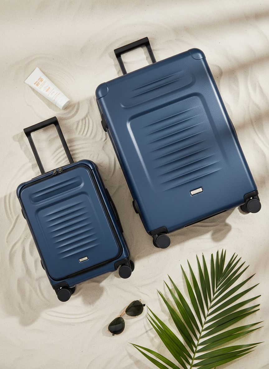 [Color] expandable hardshell carry-on suitcase with front compartment and spinner wheels, TSA-approved — view 7a