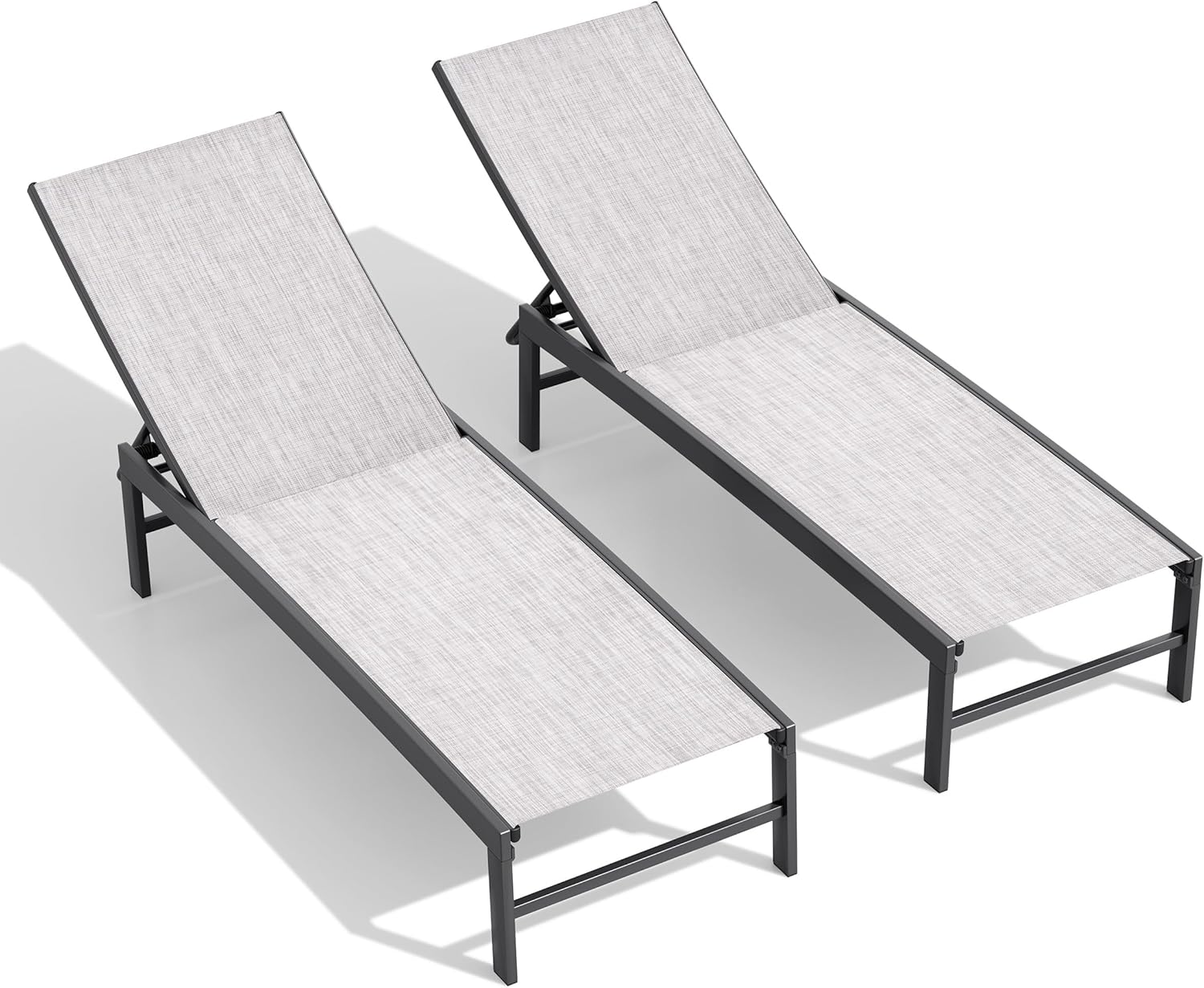 [Color] metal-frame lounge chair with textilene mesh seat and five-position adjustable backrest — view 4