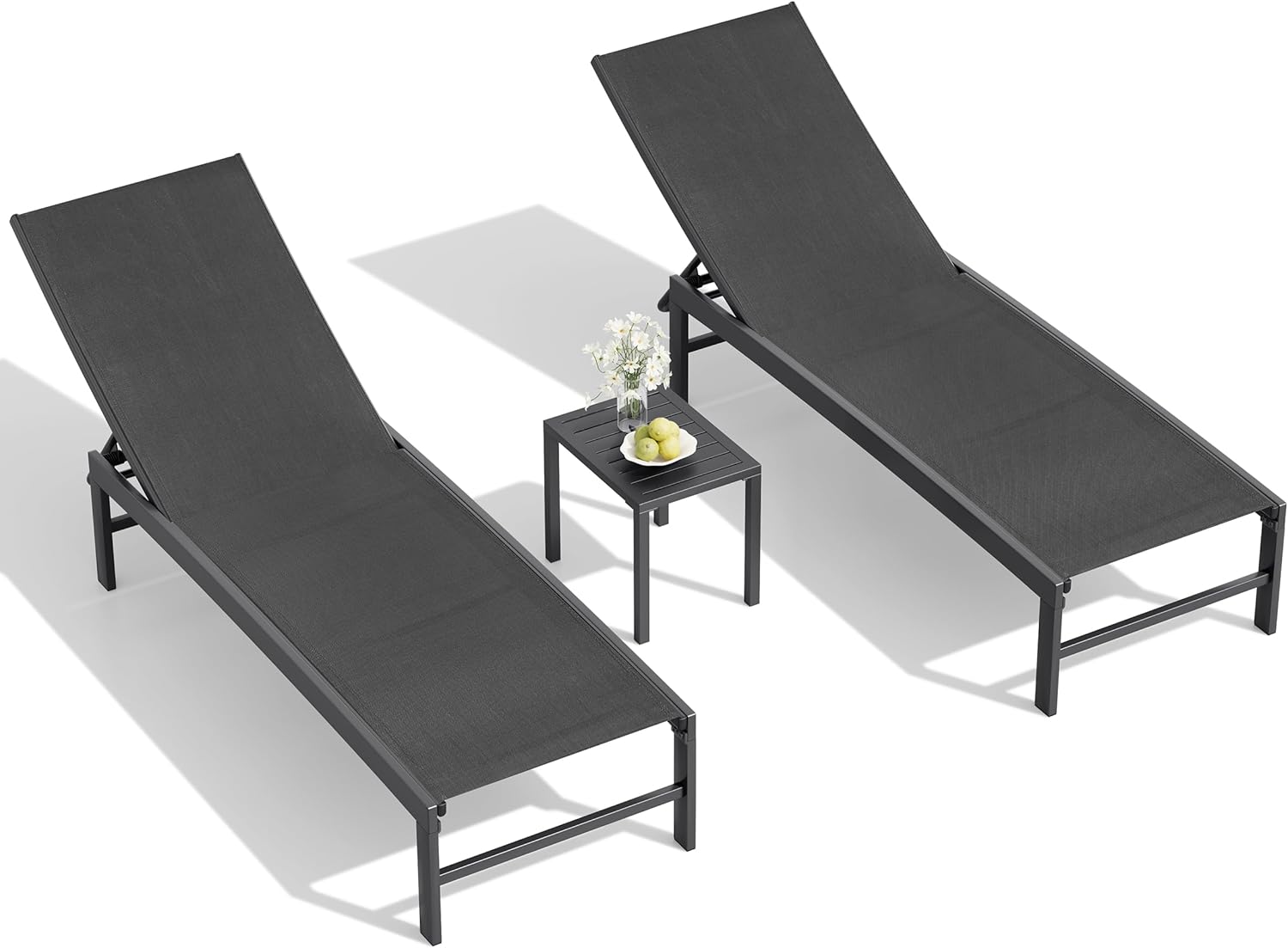 [Color] metal-frame lounge chair with textilene mesh seat and five-position adjustable backrest — view 5