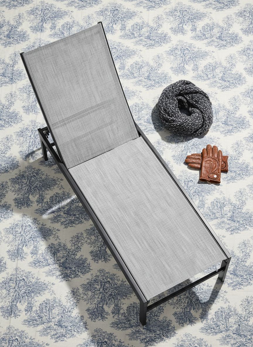 [Color] metal-frame lounge chair with textilene mesh seat and five-position adjustable backrest — view 7a