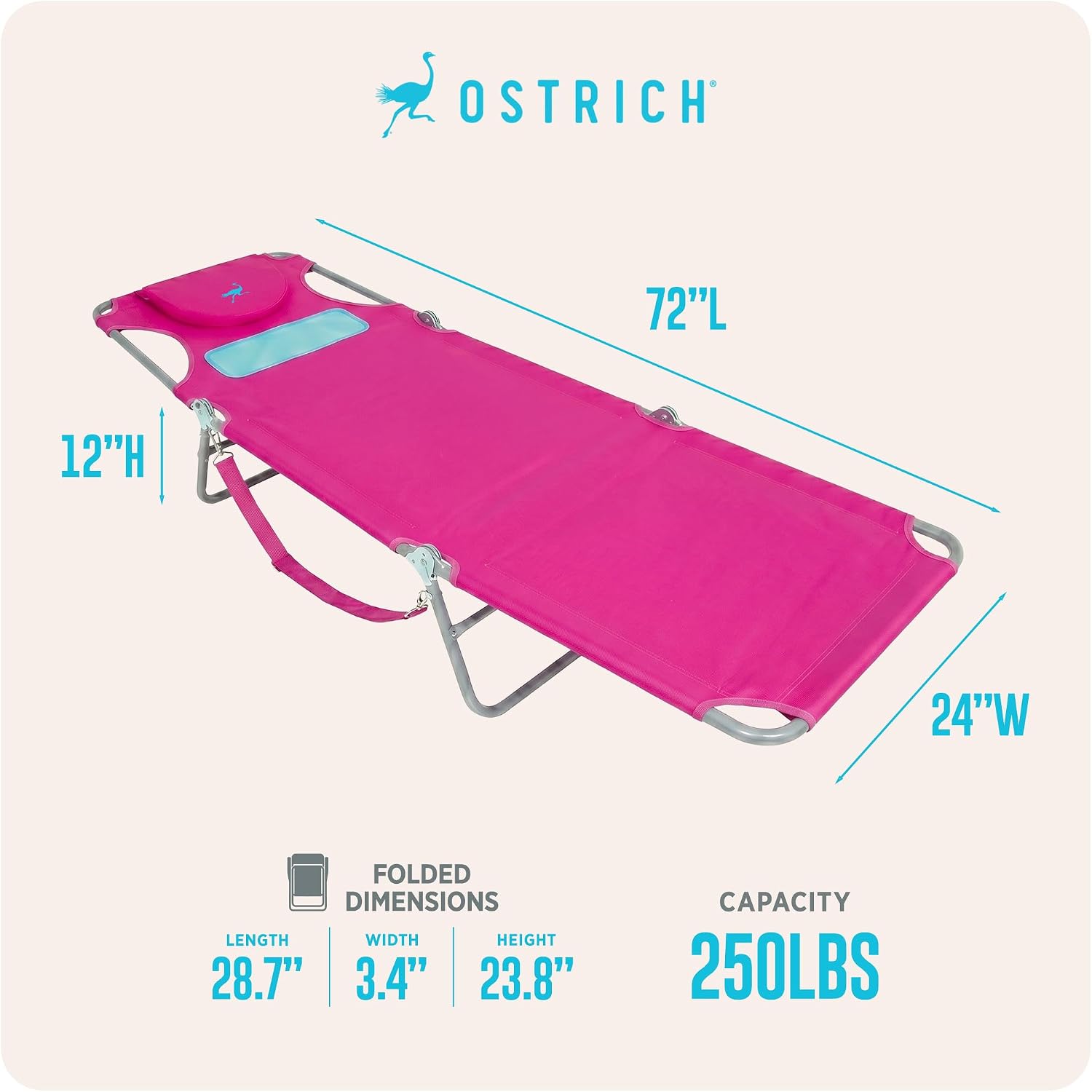 Foldable beach lounge chair in [color] with chest support and steel frame, shown in reclined position — view 2