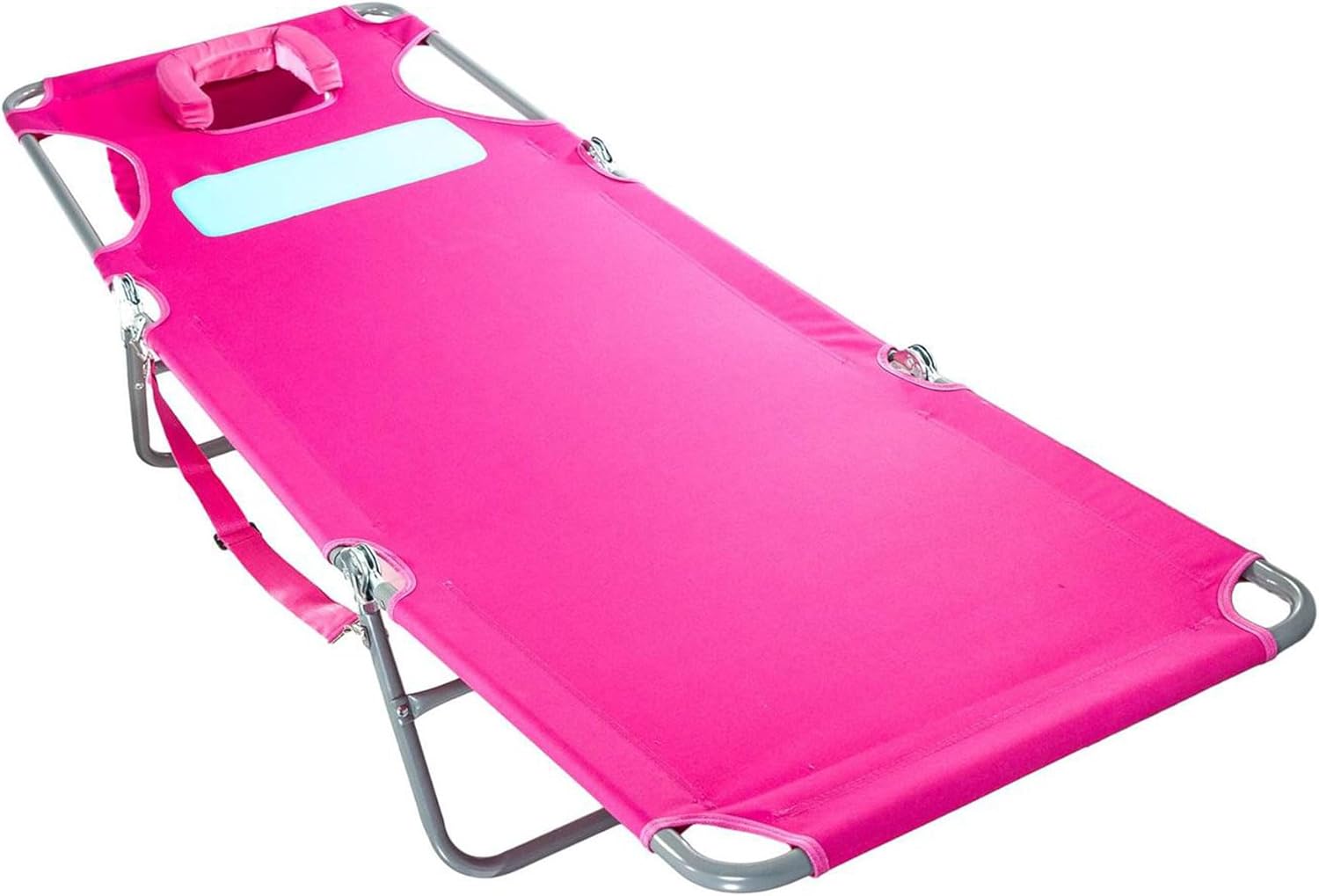 Foldable beach lounge chair in [color] with chest support and steel frame, shown in reclined position — view 4