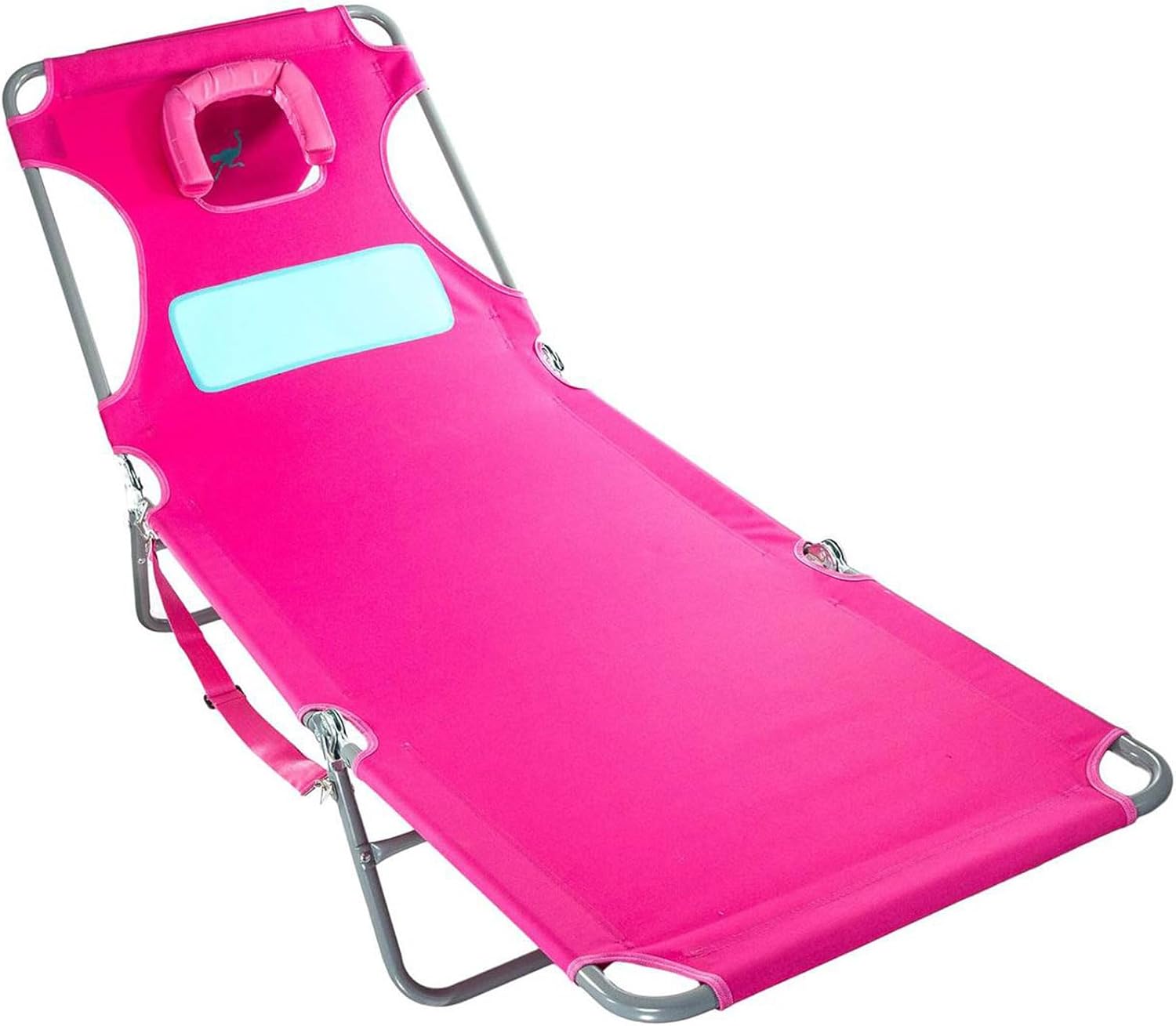 Foldable beach lounge chair in [color] with chest support and steel frame, shown in reclined position — view 2