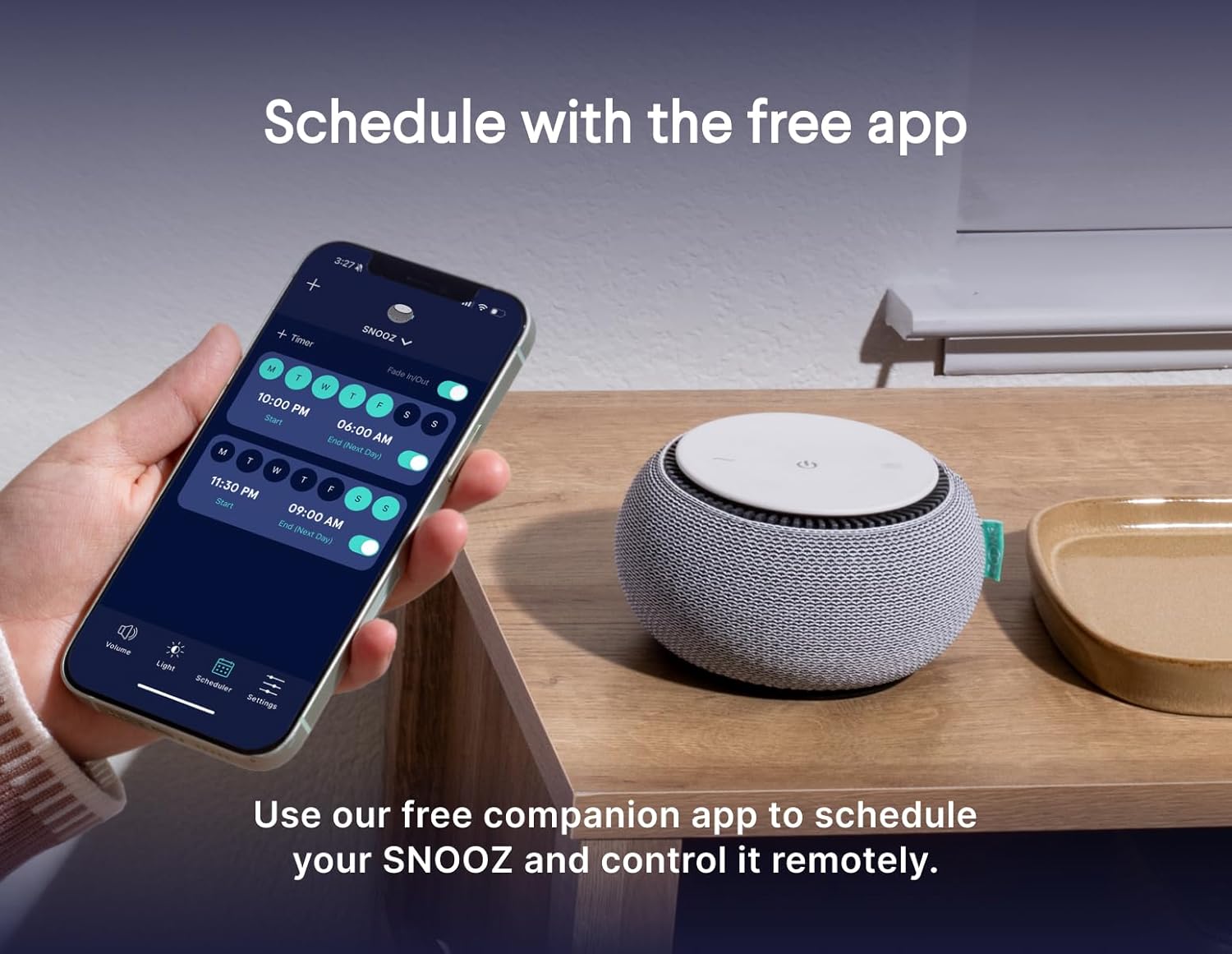 {color} portable white noise machine with real fan technology, compact travel sleep aid — view 4
