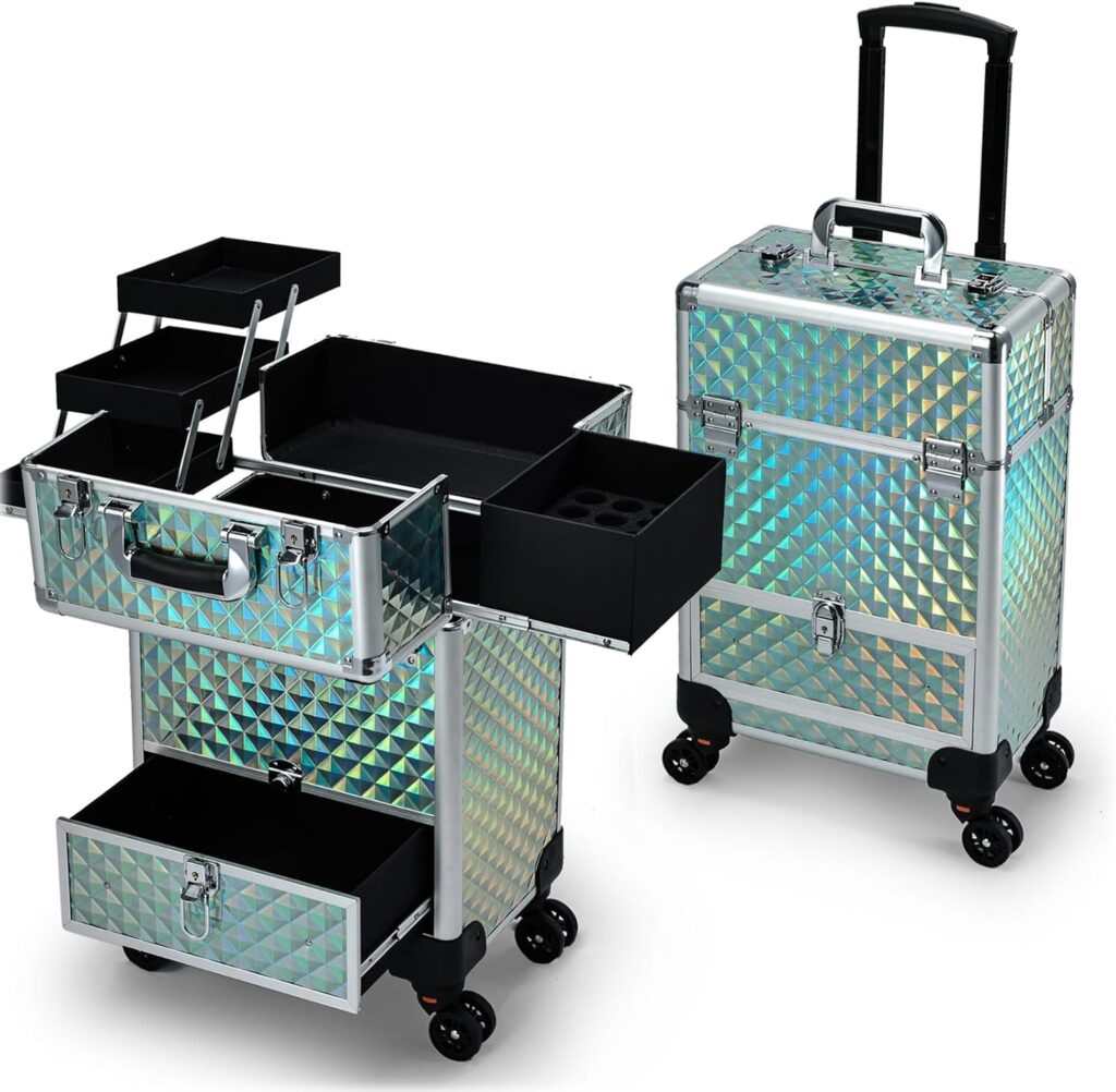 Professional Rolling Makeup Case with Drawers 2026